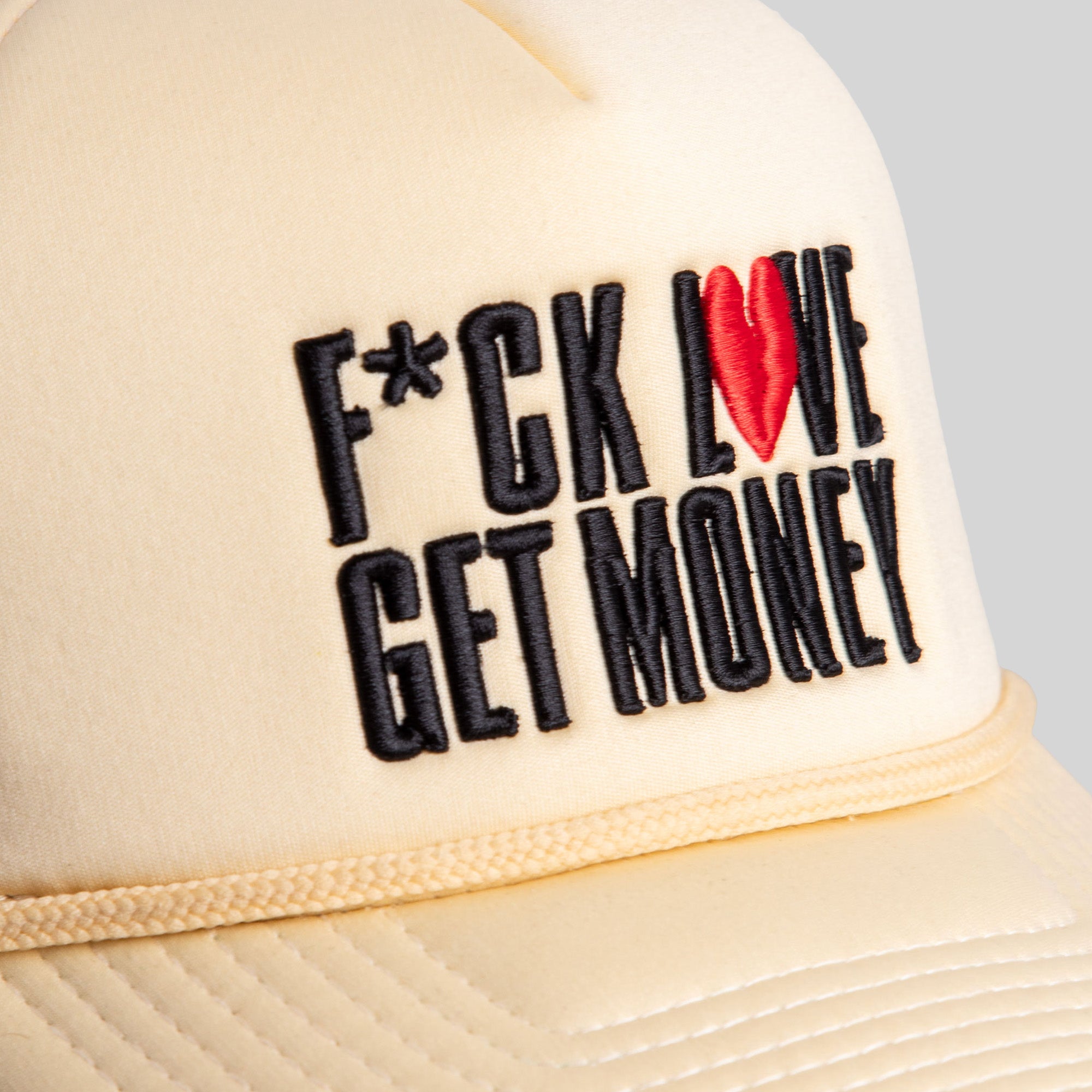 F*CK LOVE, GET MONEY SAND TRUCKER HAT