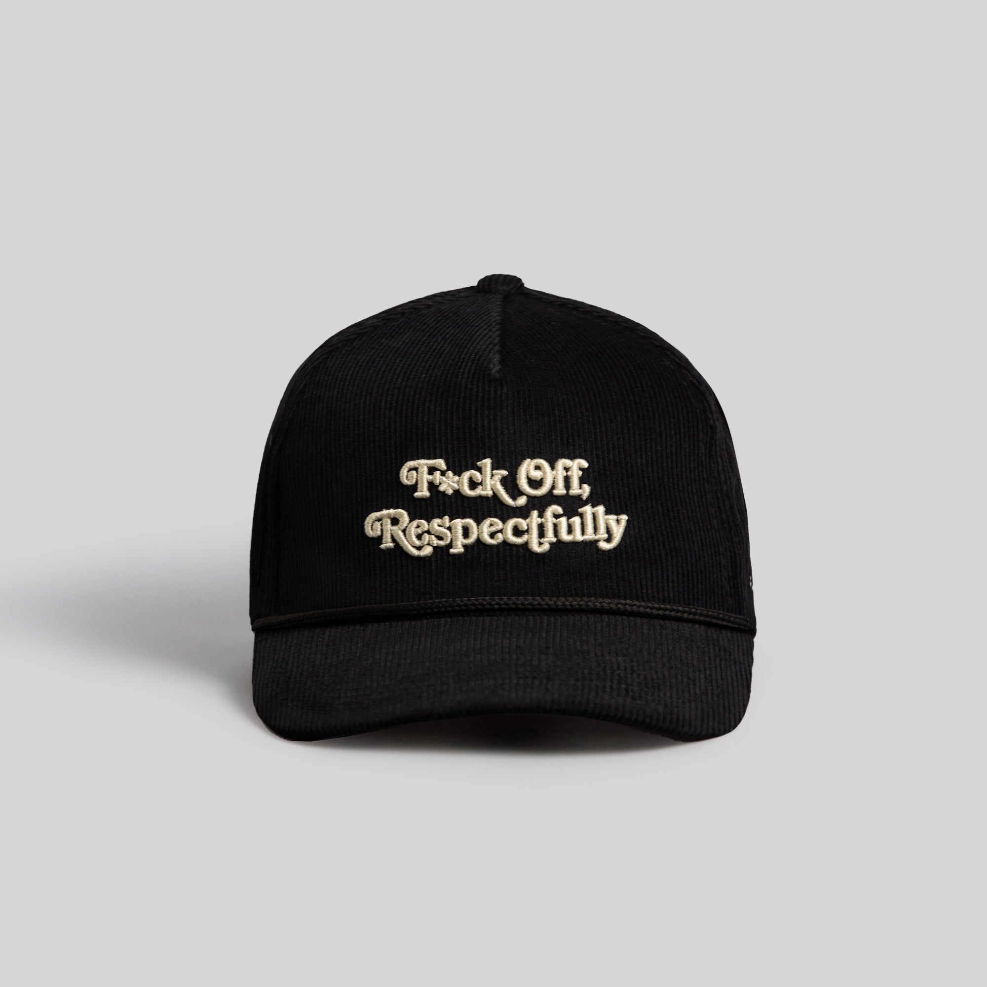 RESPECTFULLY BLACK CORDUROY TRUCKER HAT