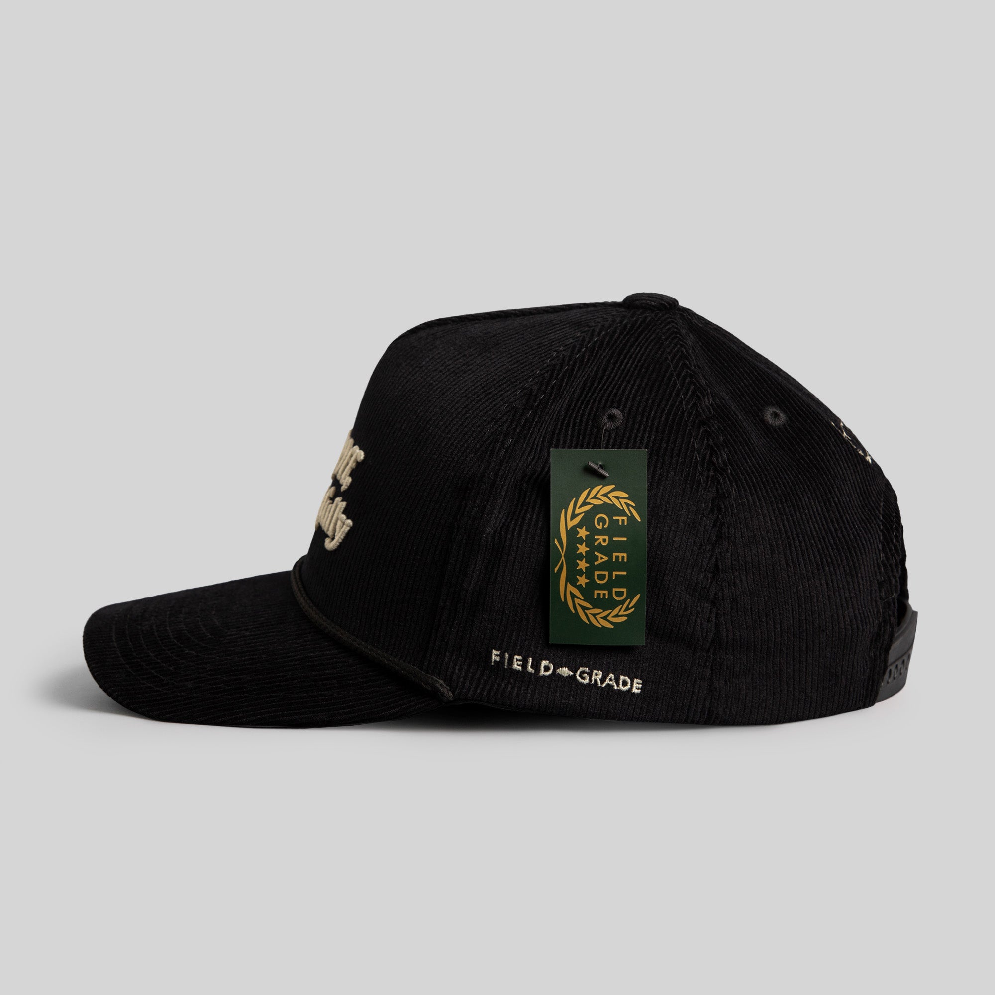RESPECTFULLY BLACK CORDUROY TRUCKER HAT