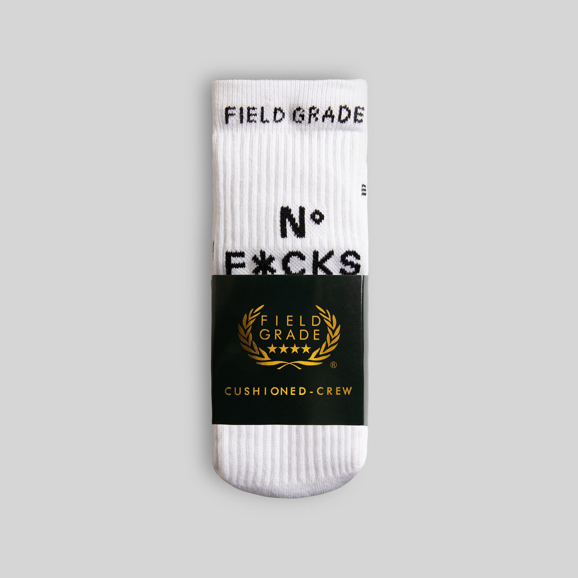NO F*CKS GIVEN WHITE CUSHIONED CREW SOCK 3 PACK