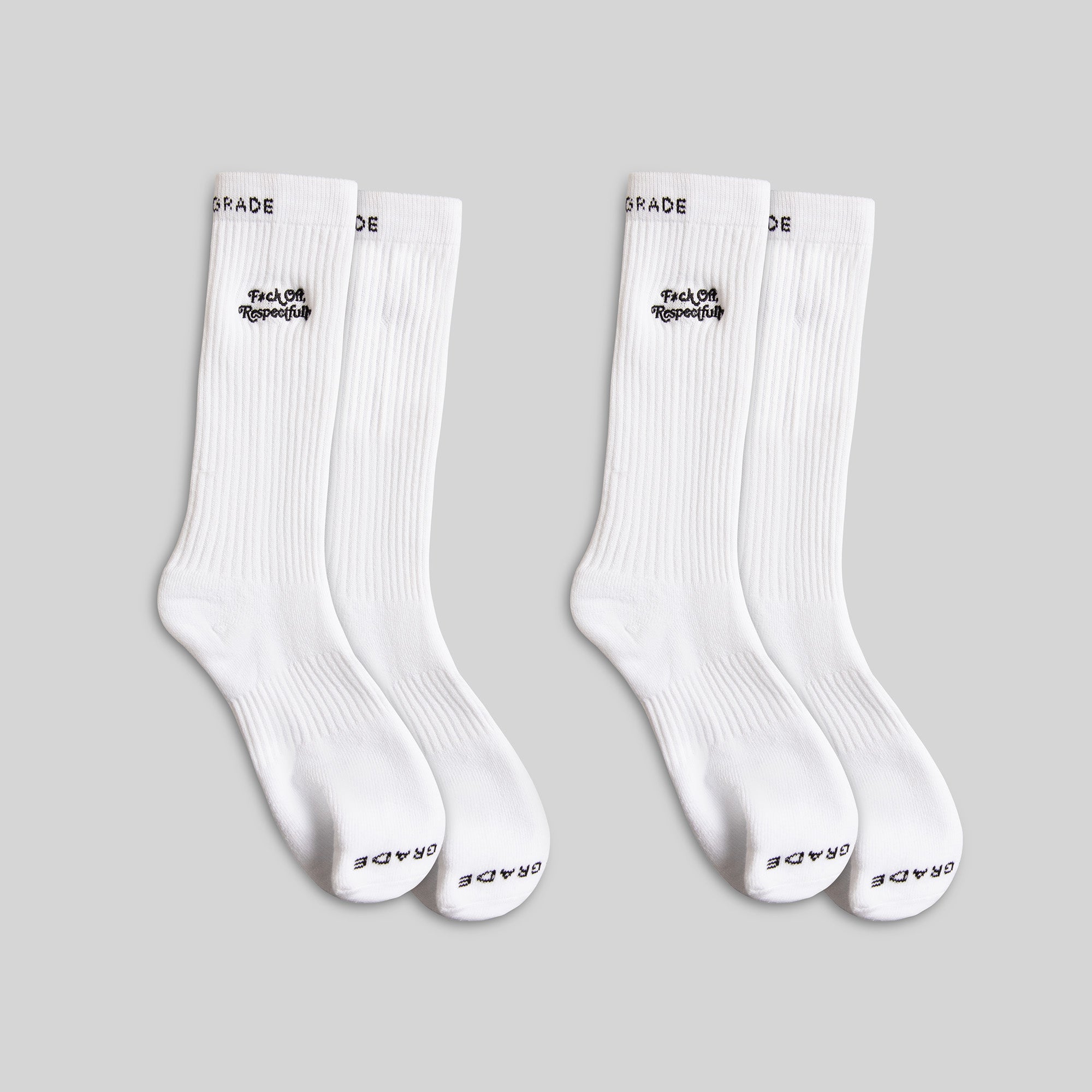 RESPECTFULLY WHITE CUSHIONED CREW SOCK 2 PACK