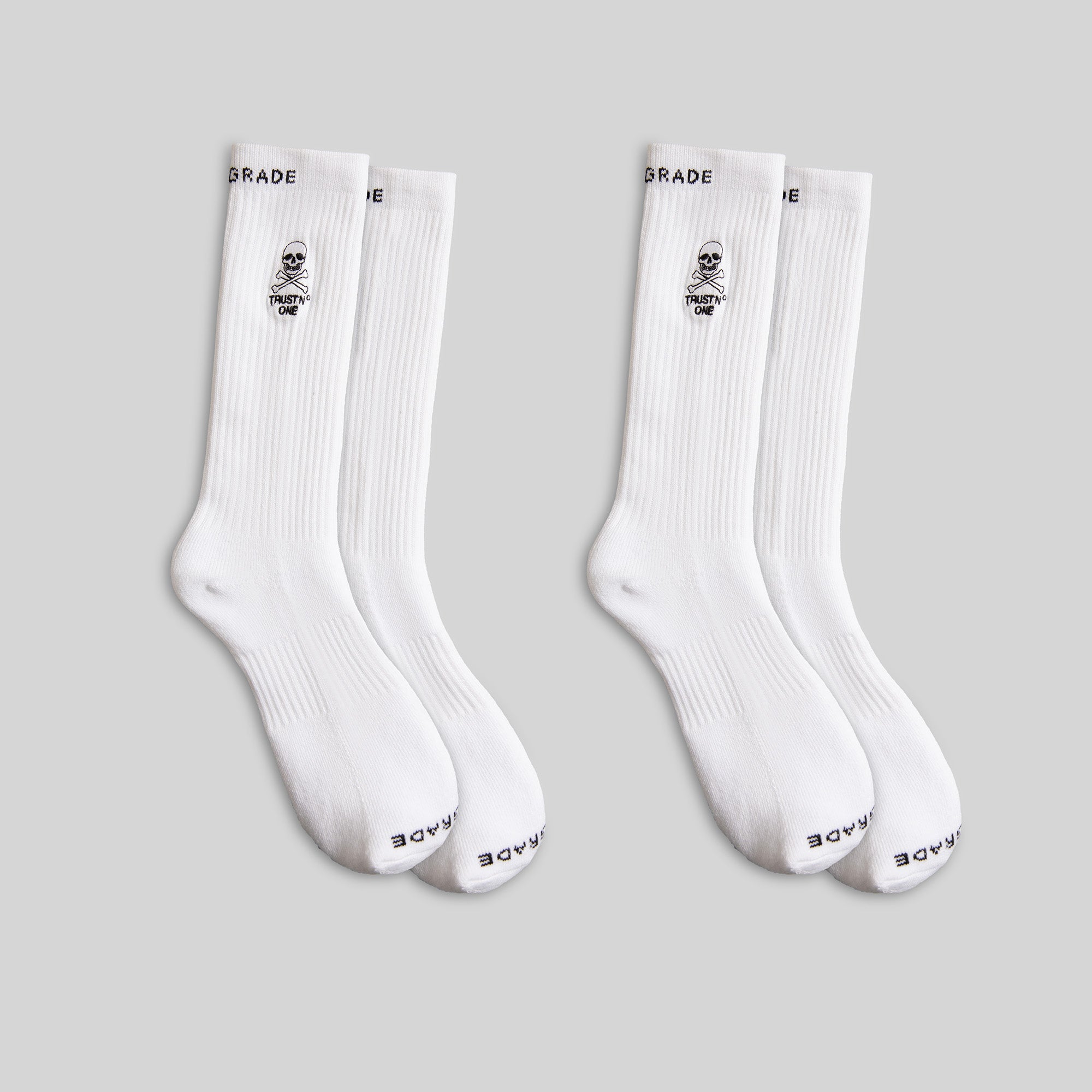 TRUST NO ONE WHITE CUSHIONED CREW SOCK 2 PACK