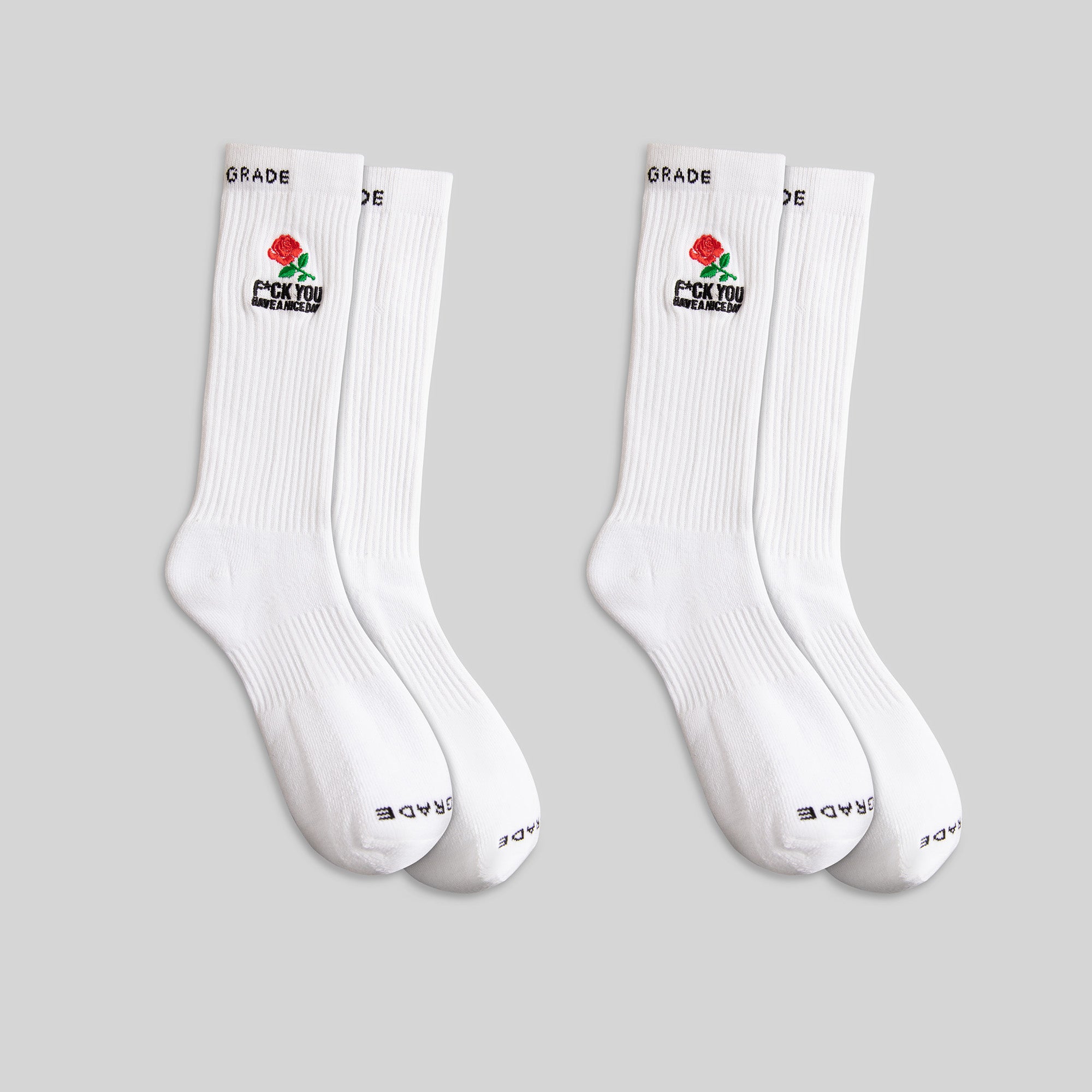 HAVE A NICE DAY WHITE CUSHIONED CREW SOCK 2 PACK