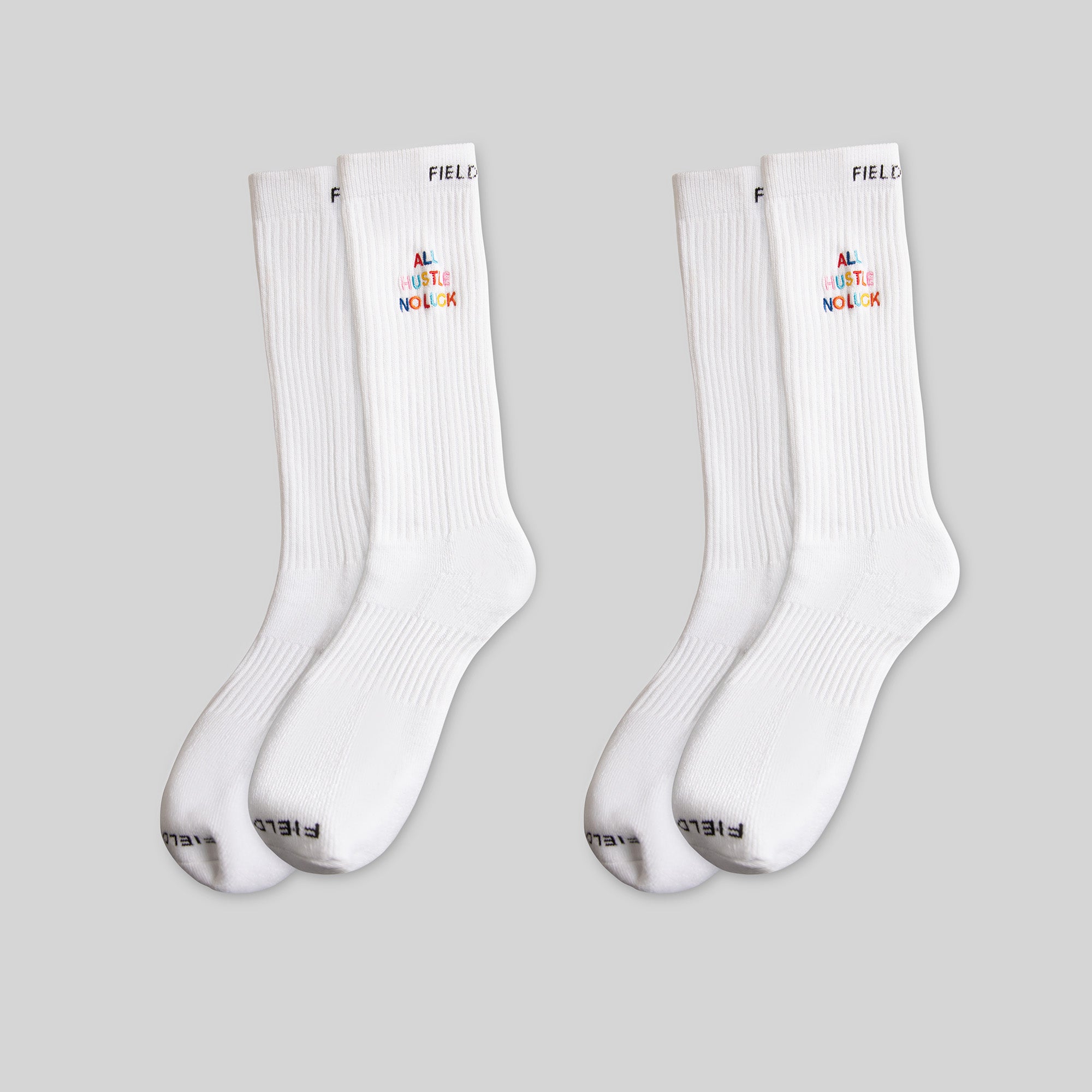 ALL HUSTLE WHITE CUSHIONED CREW SOCK 2 PACK