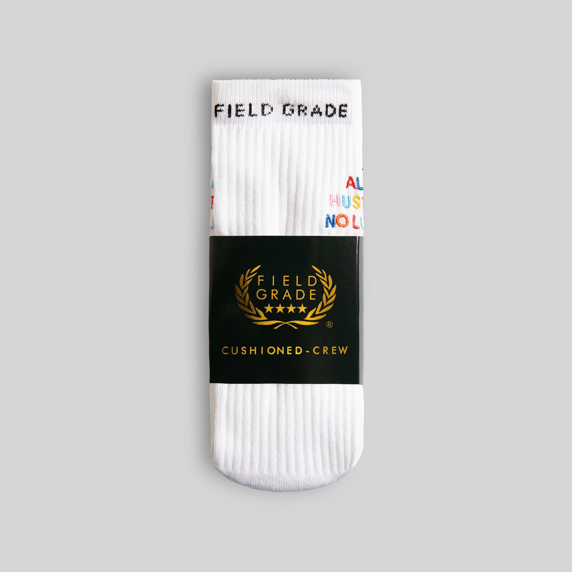 ALL HUSTLE WHITE CUSHIONED CREW SOCK 2 PACK