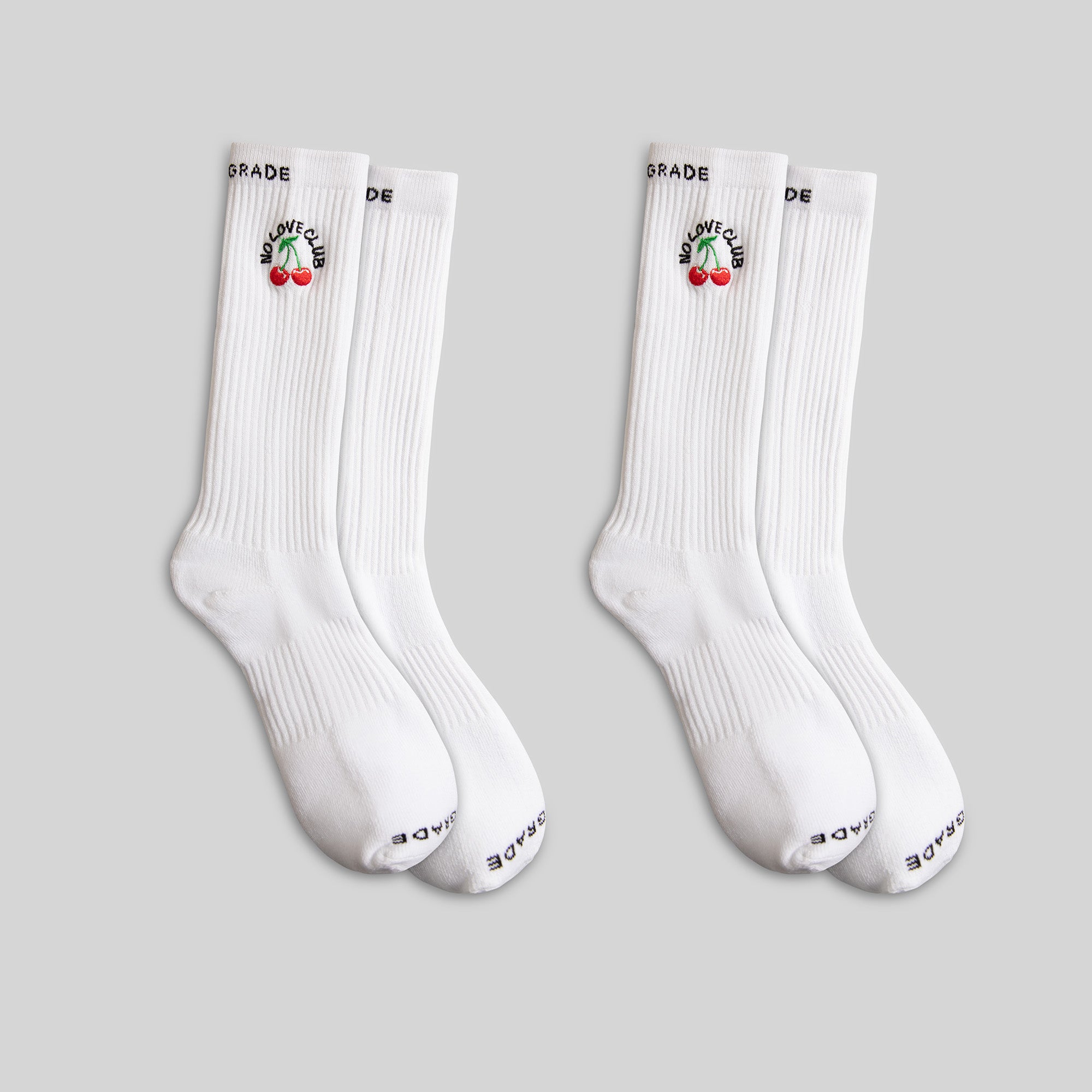 NO LOVE CLUB WHITE CUSHIONED CREW SOCK 2 PACK
