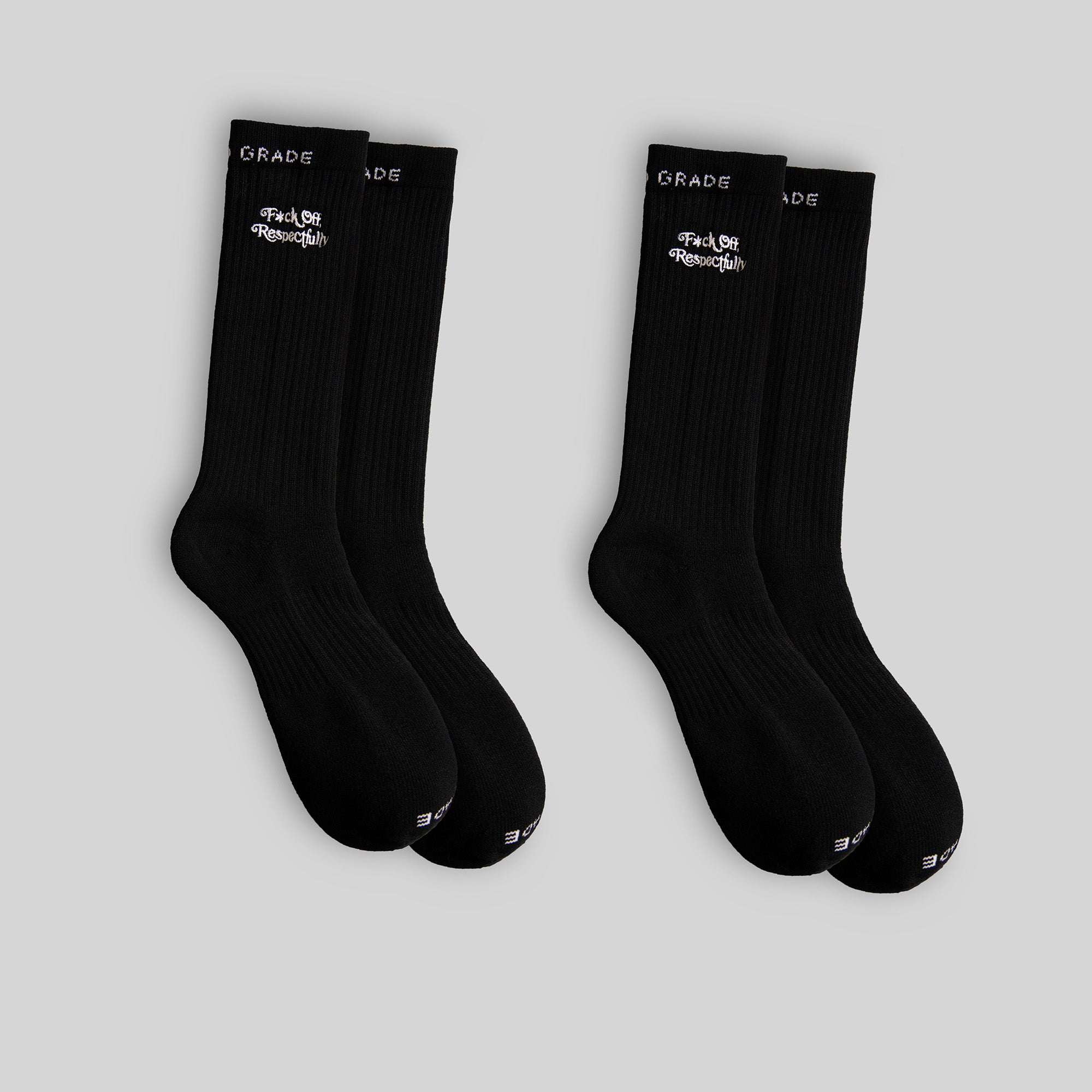 RESPECTFULLY BLACK CUSHIONED CREW SOCK 2 PACK