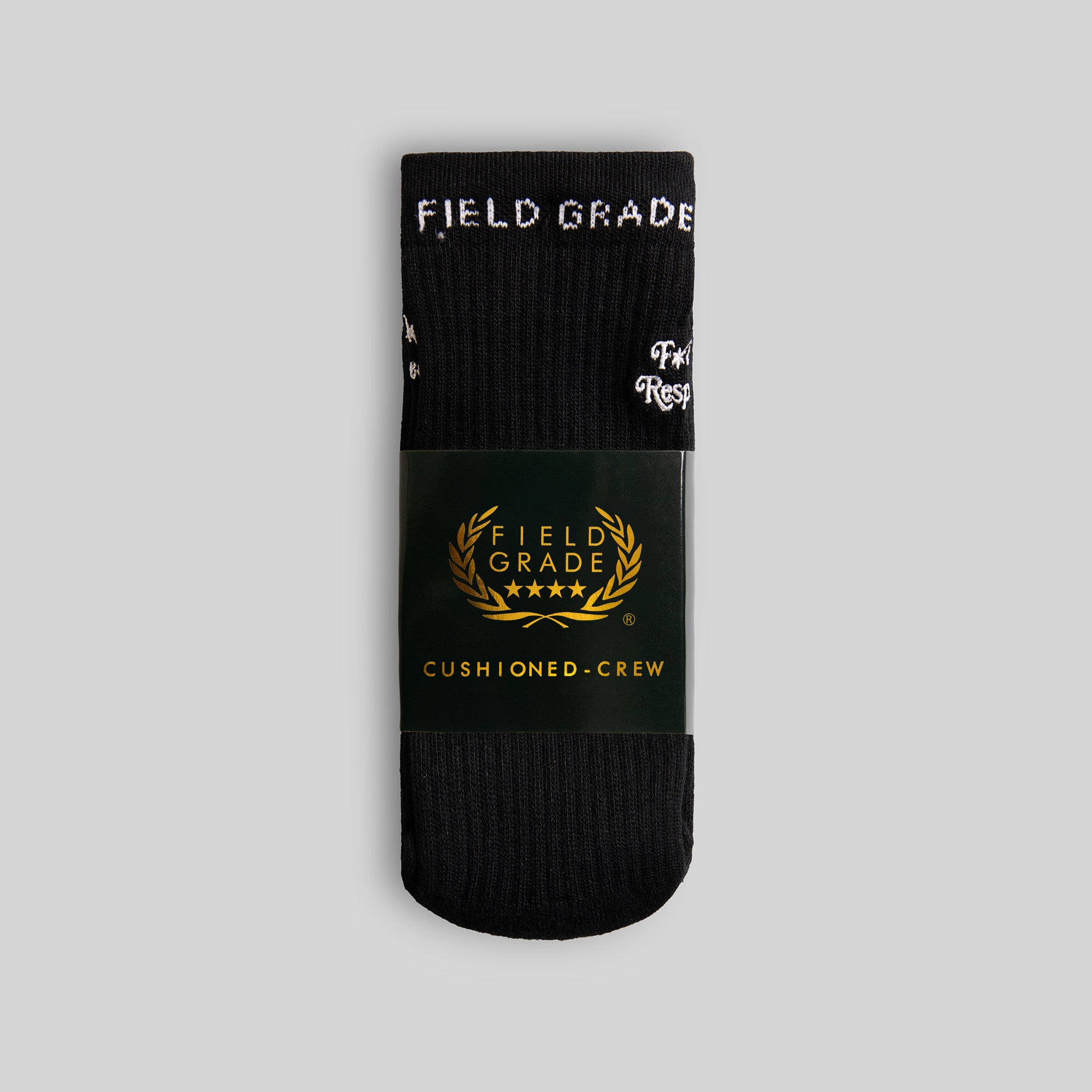 RESPECTFULLY BLACK CUSHIONED CREW SOCK 2 PACK
