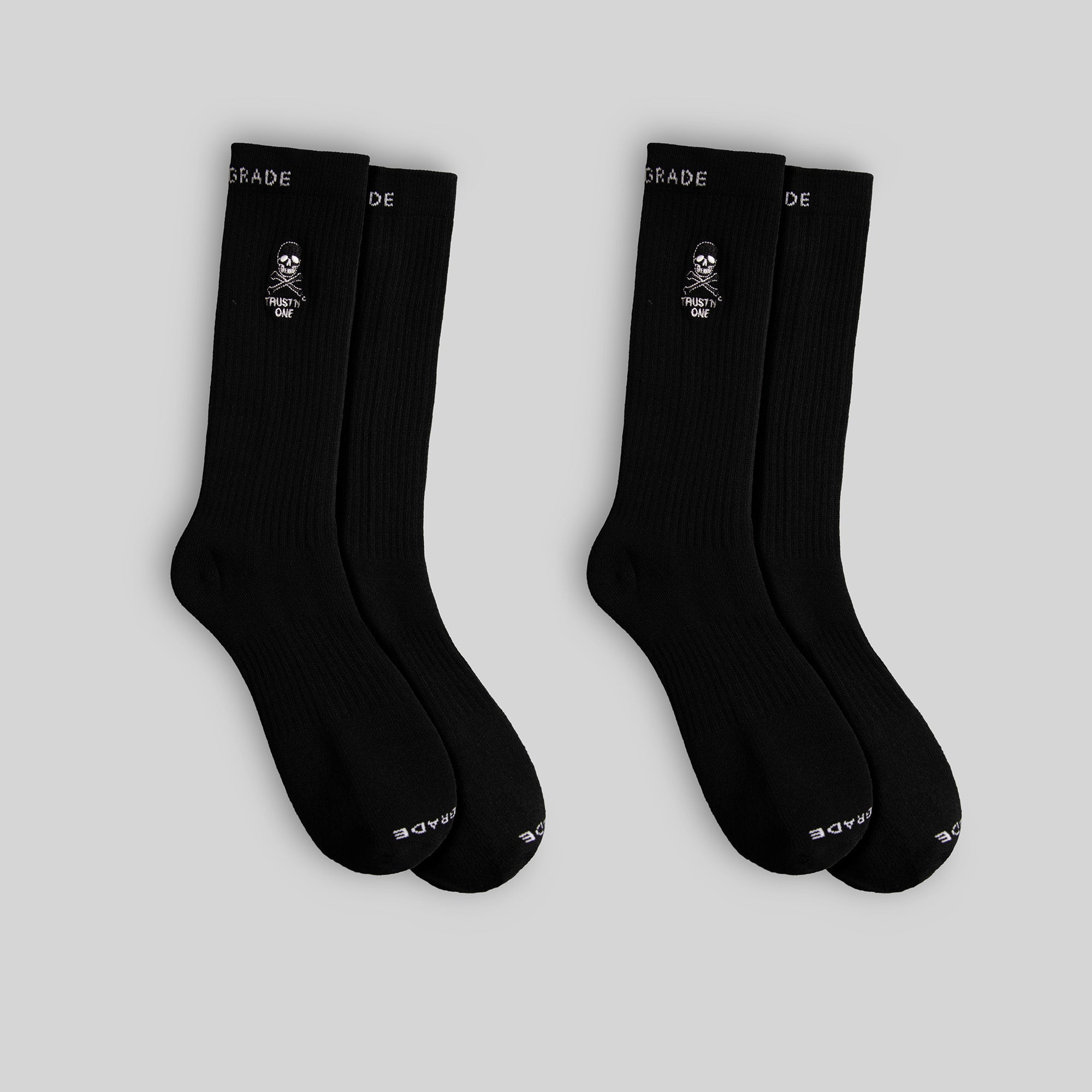 TRUST NO ONE BLACK CUSHIONED CREW SOCK 2 PACK