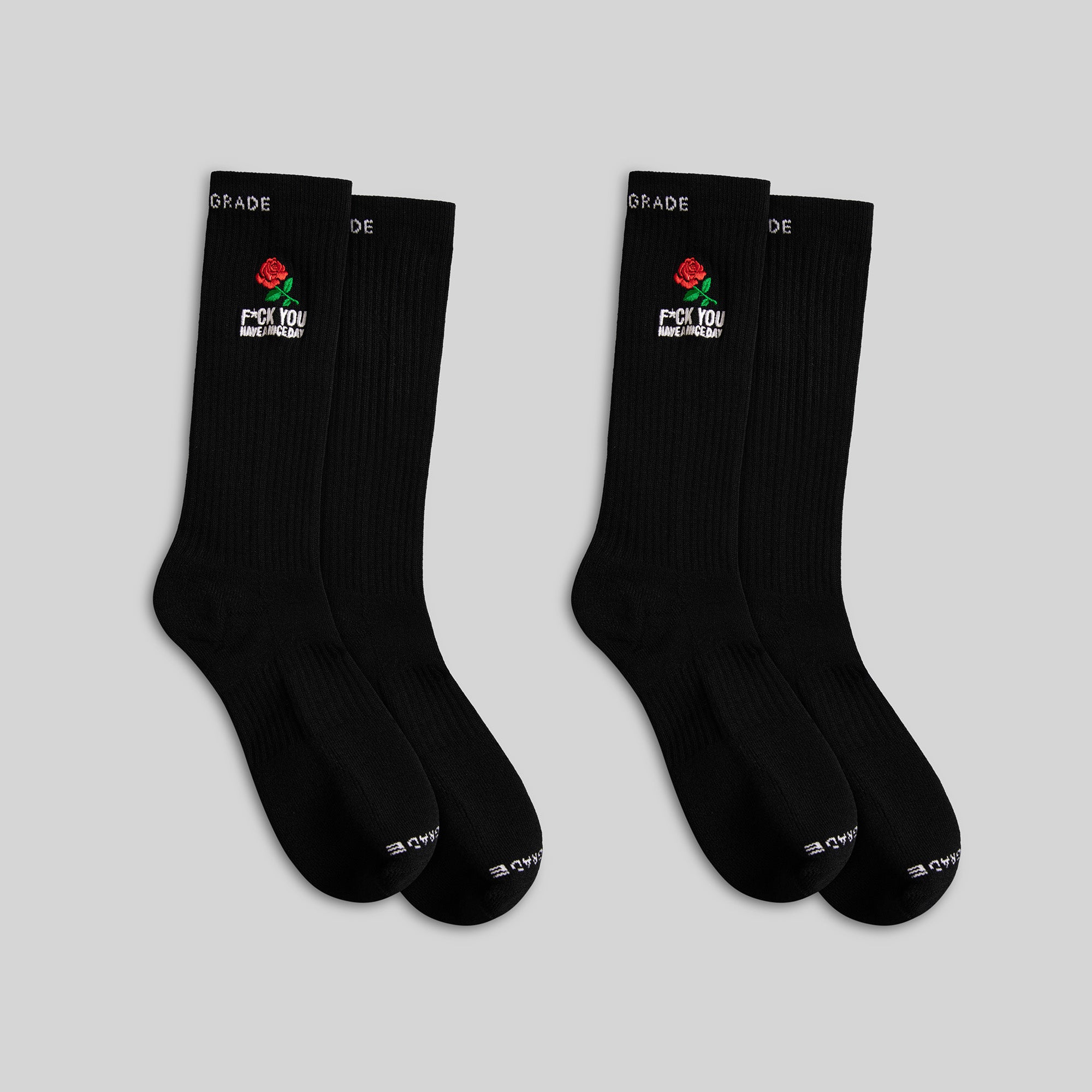 HAVE A NICE DAY BLACK CUSHIONED CREW SOCK 2 PACK
