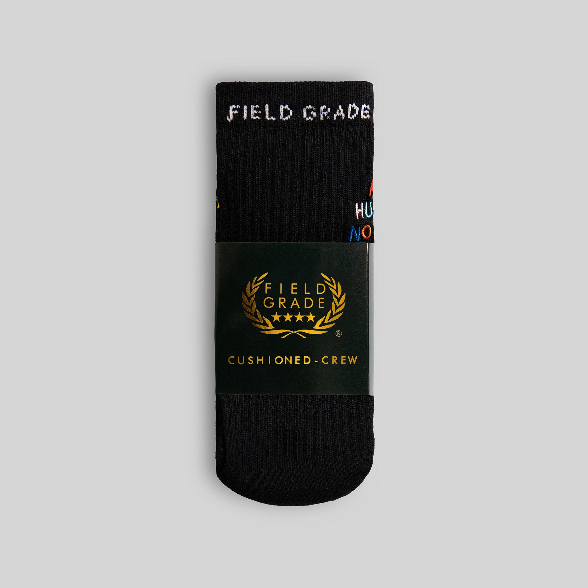 ALL HUSTLE BLACK CUSHIONED CREW SOCK 2 PACK