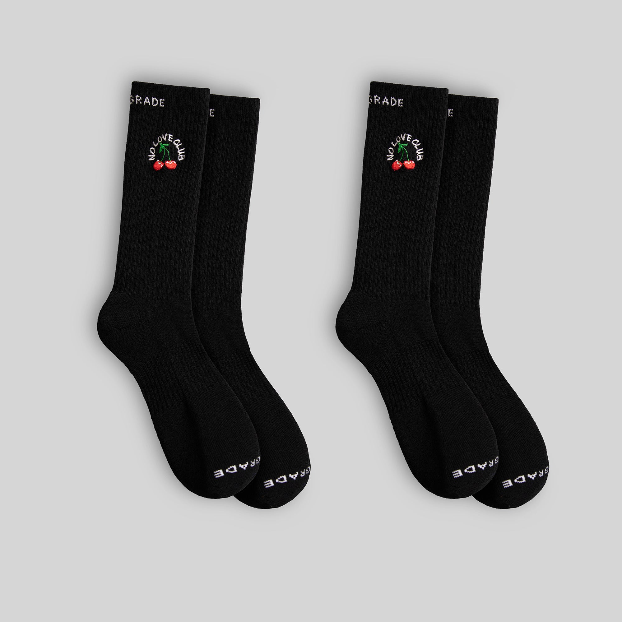 NO LOVE CLUB BLACK CUSHIONED CREW SOCK 2 PACK