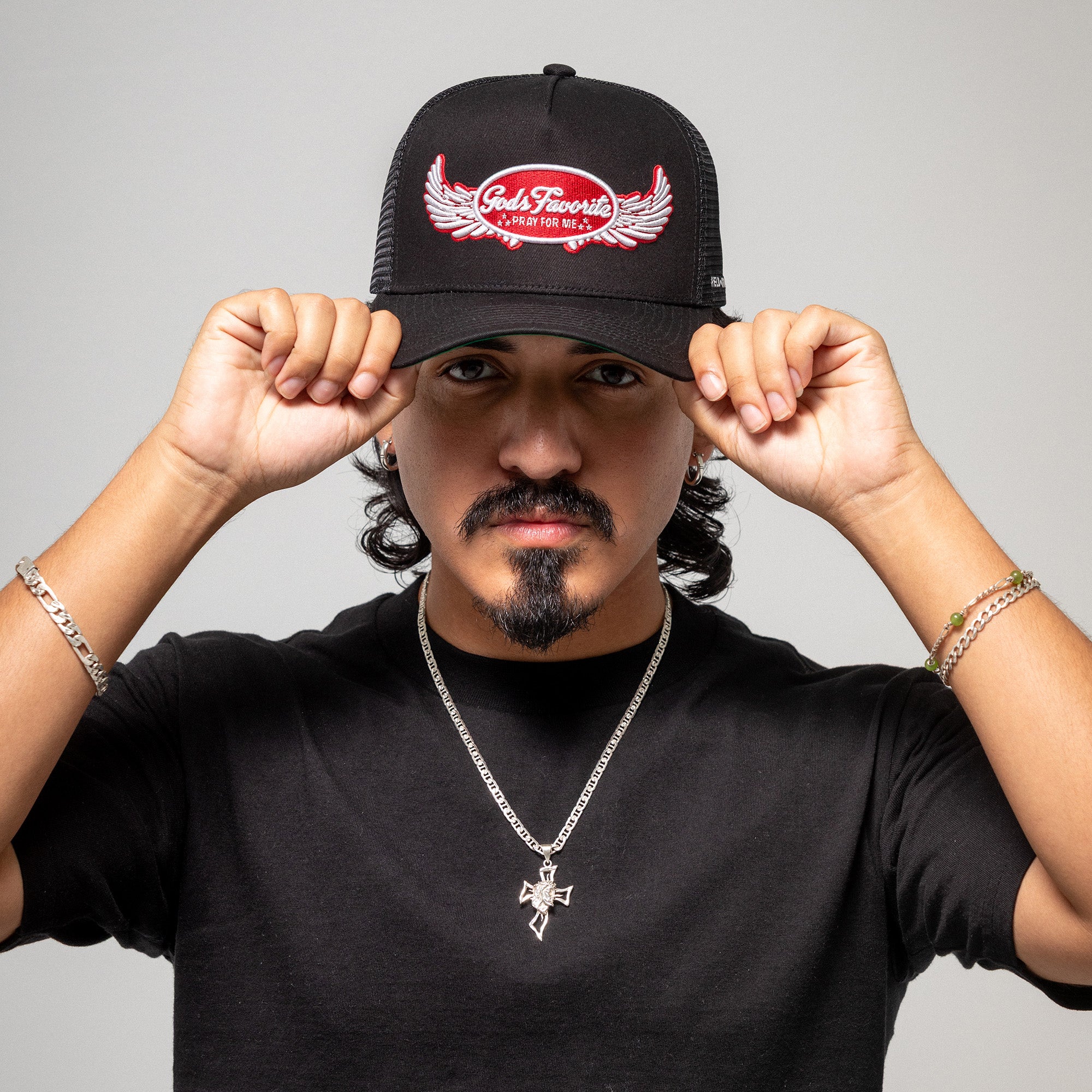 GODS FAVORITE BLACK TWILL MESH TRUCKER