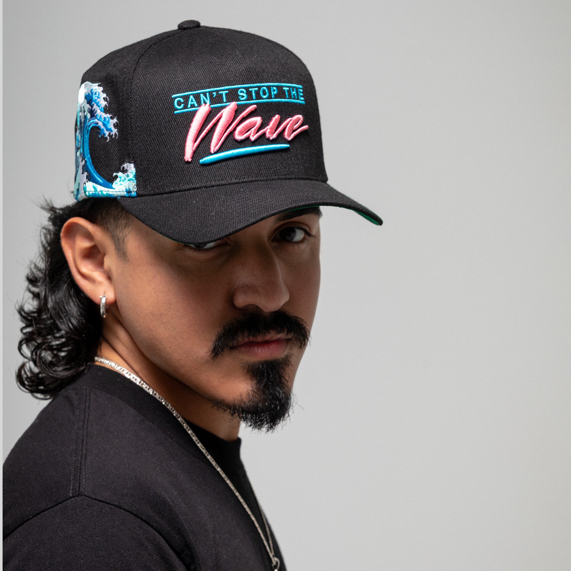 CANT STOP THE WAVE BLACK WOOL TRUCKER
