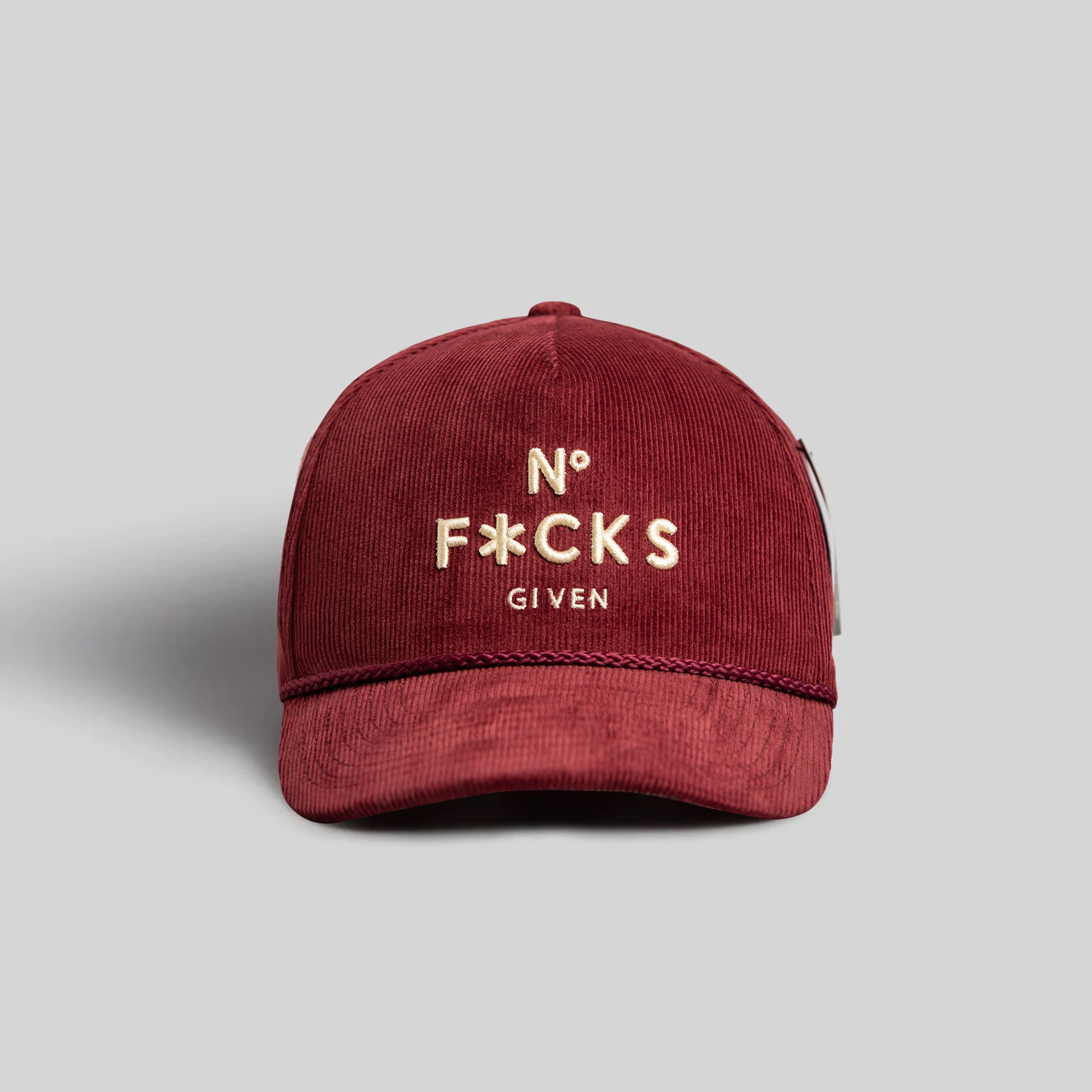 NO F*CKS GIVEN BORDEAUX CORDUROY TRUCKER HAT