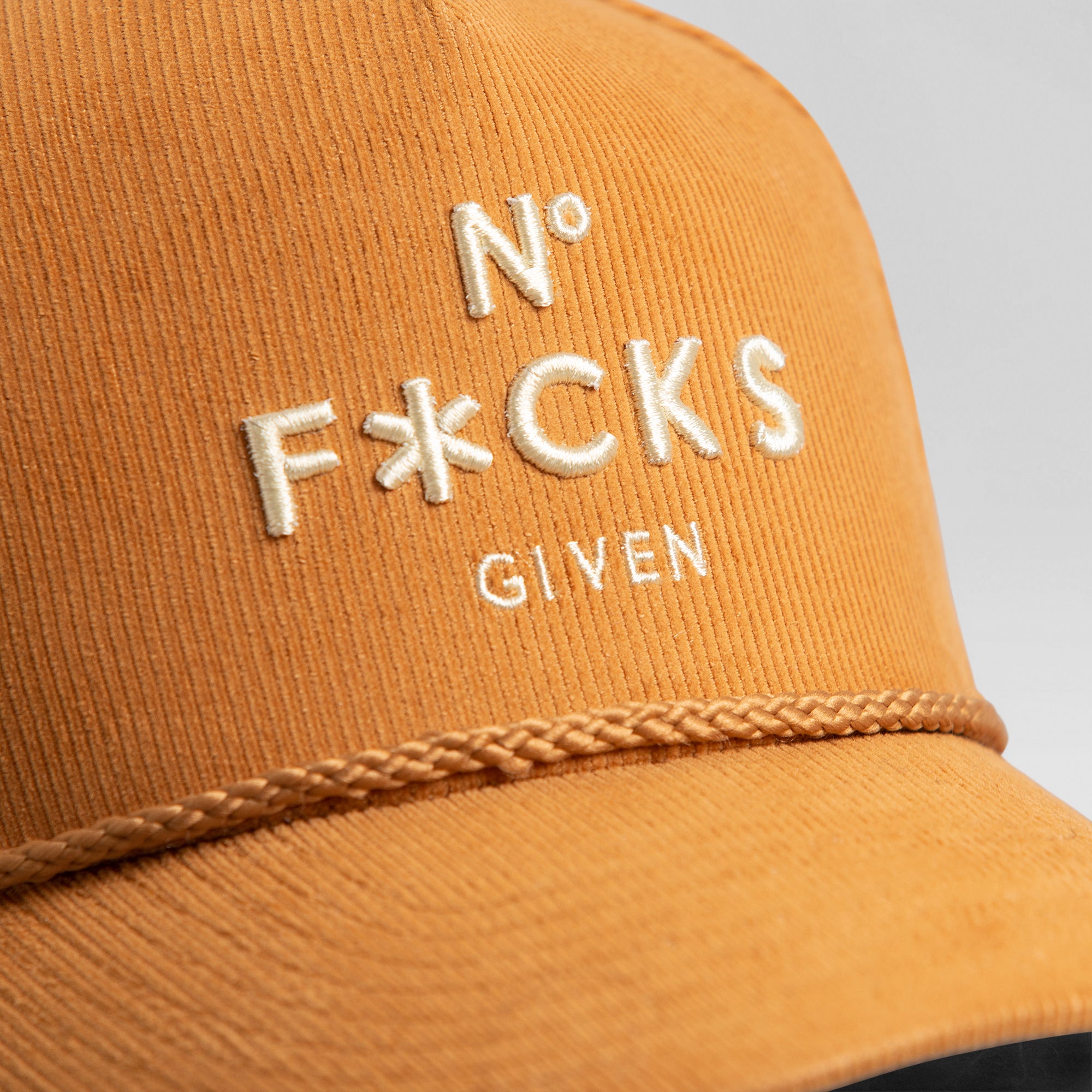 NO F*CKS GIVEN WHEAT CORDUROY TRUCKER HAT