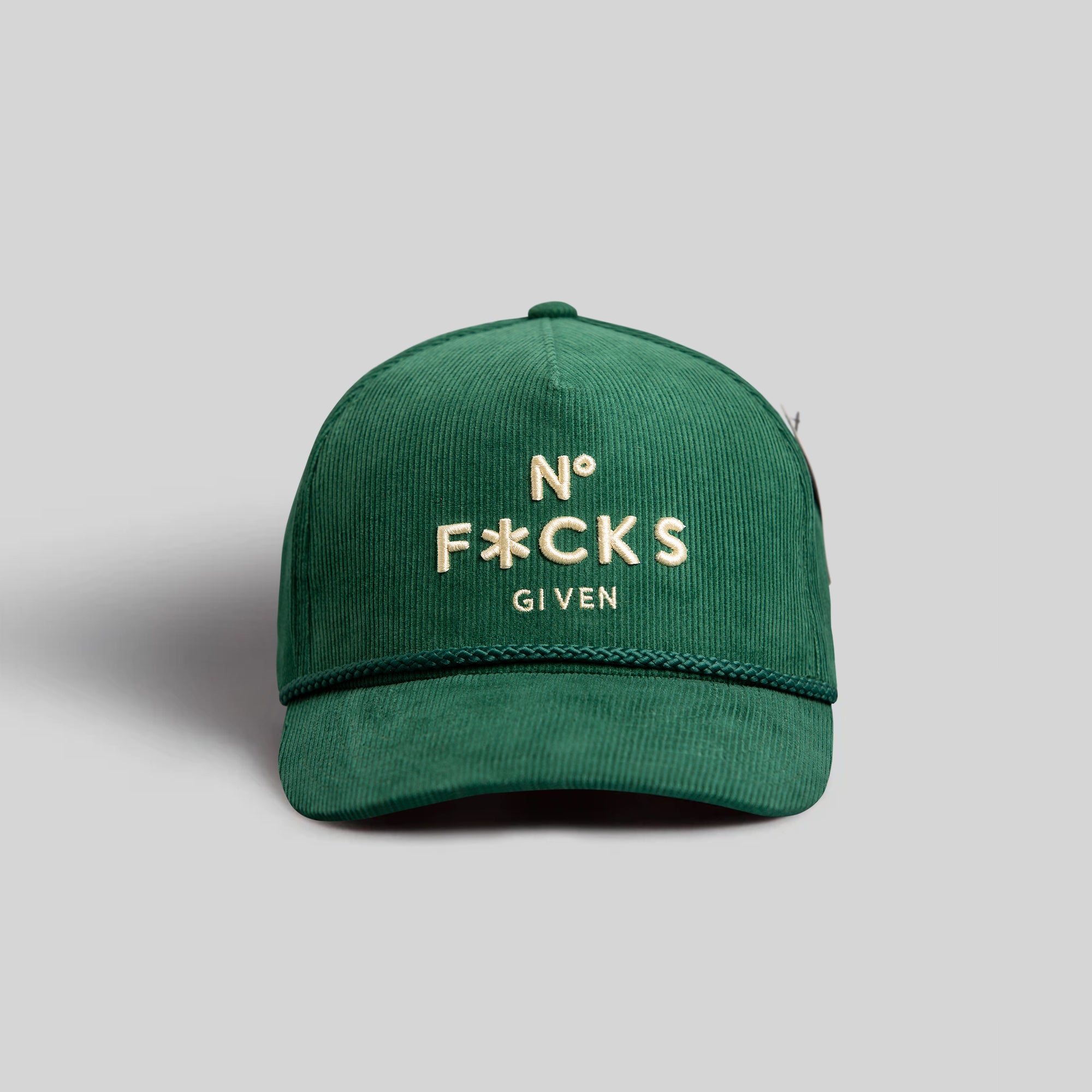 NO F*CKS GIVEN FG GREEN CORDUROY TRUCKER HAT