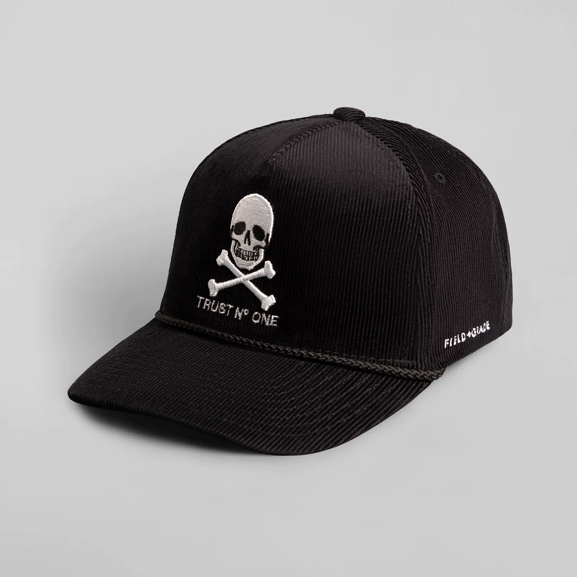 TRUST NO ONE BLACK CORDUROY TRUCKER HAT