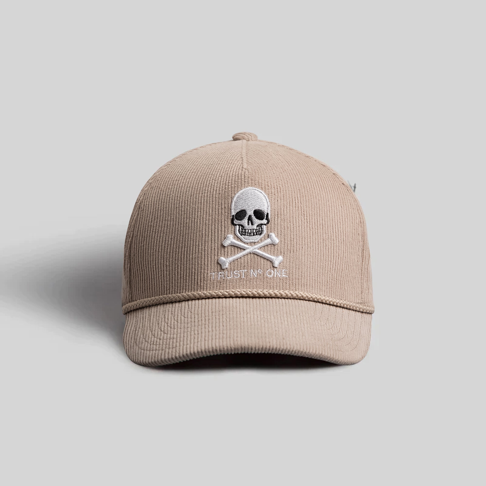 TRUST NO ONE WARM GREY CORDUROY TRUCKER HAT