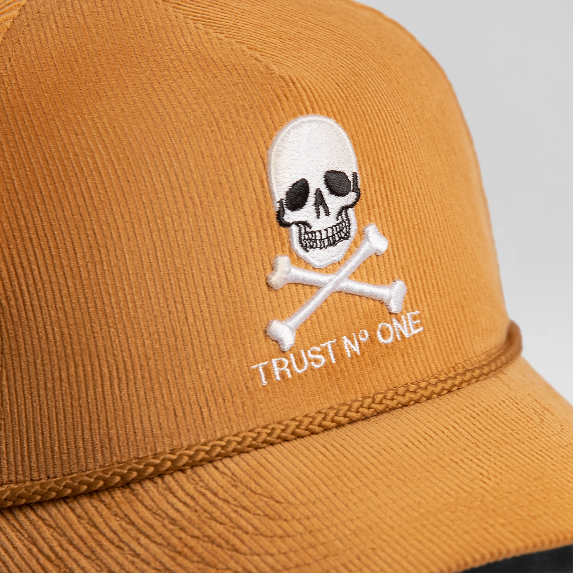 TRUST NO ONE WHEAT CORDUROY TRUCKER HAT
