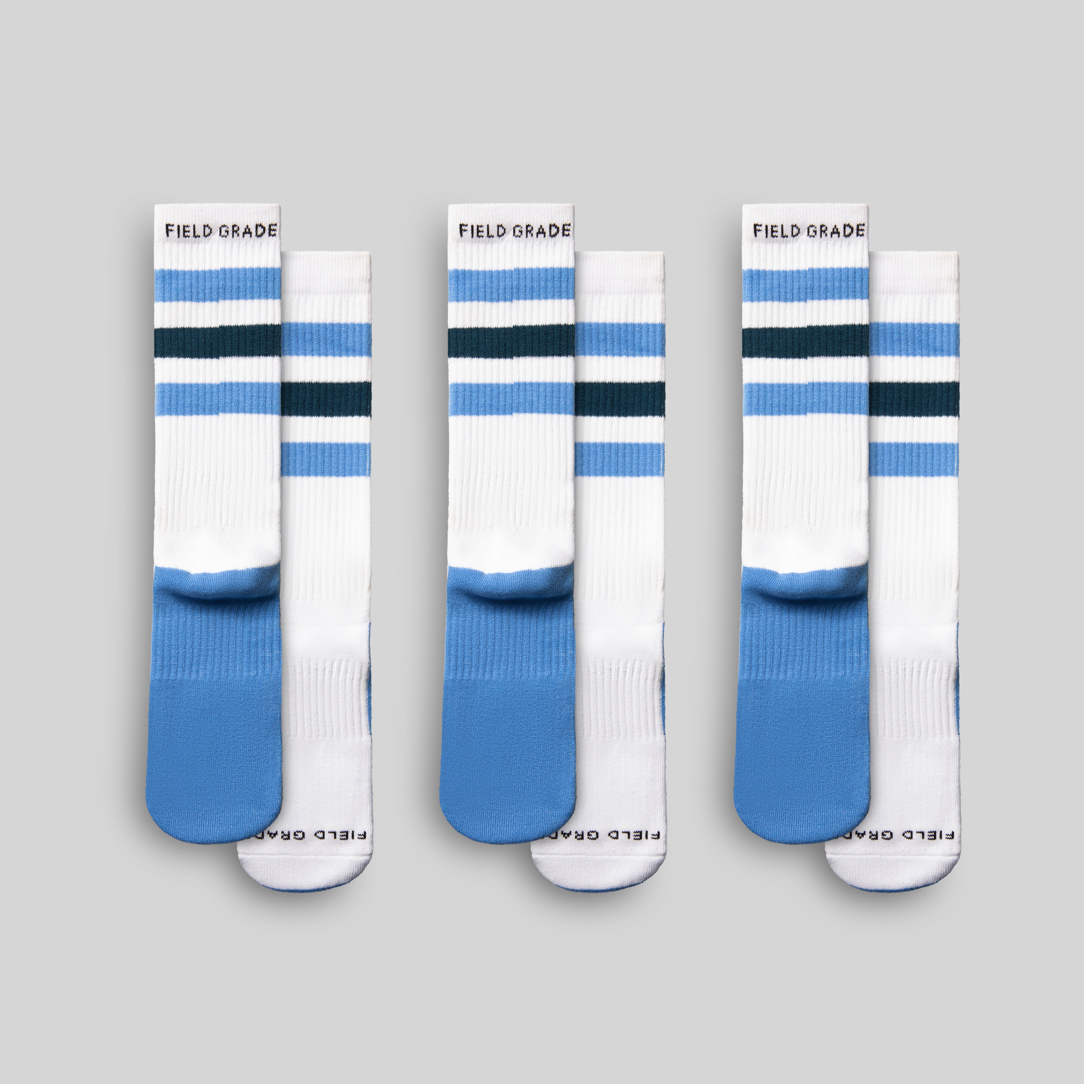 FIELD GRADE STRIPES UNI BLUE/NAVY CUSHIONED CREW SOCK 3 PACK