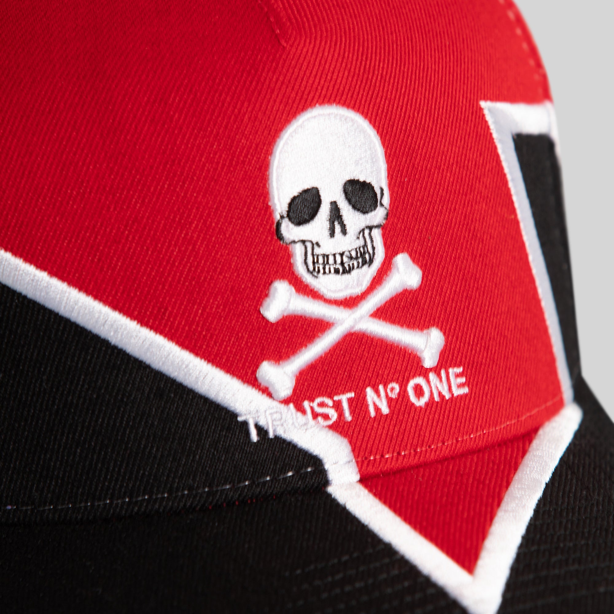 TRUST NO ONE QUAKE RED BLACK WOOL TRUCKER
