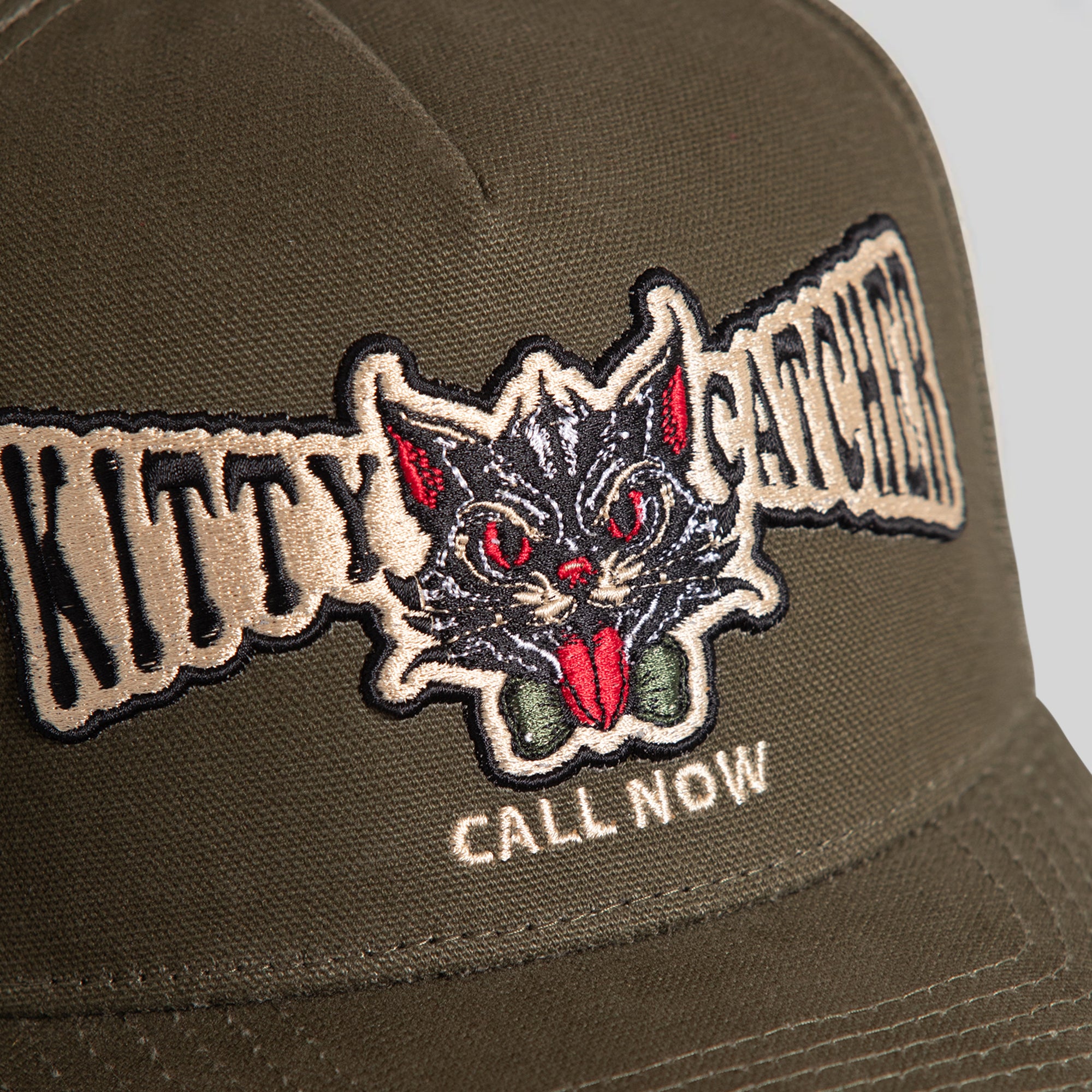 KITTY CATCHER OLIVE DUCK CANVAS TRUCKER