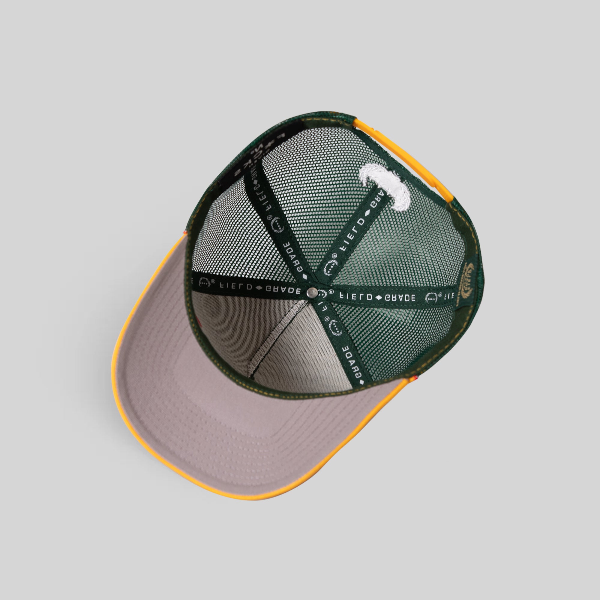NO F*CKS GIVEN FLAMETOOTH EMERALD ATHLETIC GOLD TWILL MESH TRUCKER