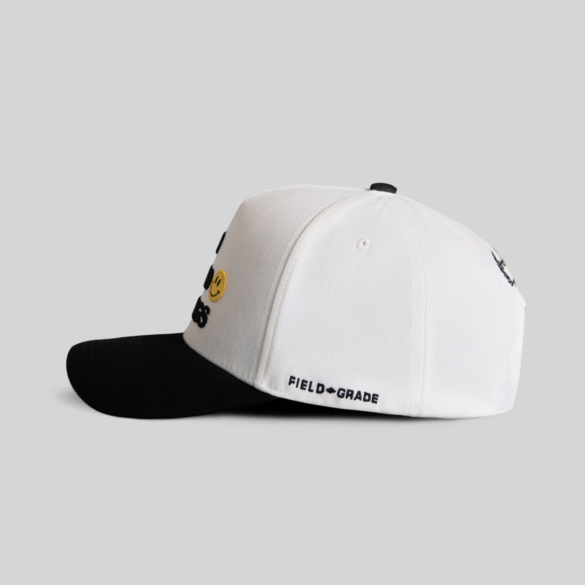 NO HARD FEELINGS OFF WHITE BLACK TRUCKER