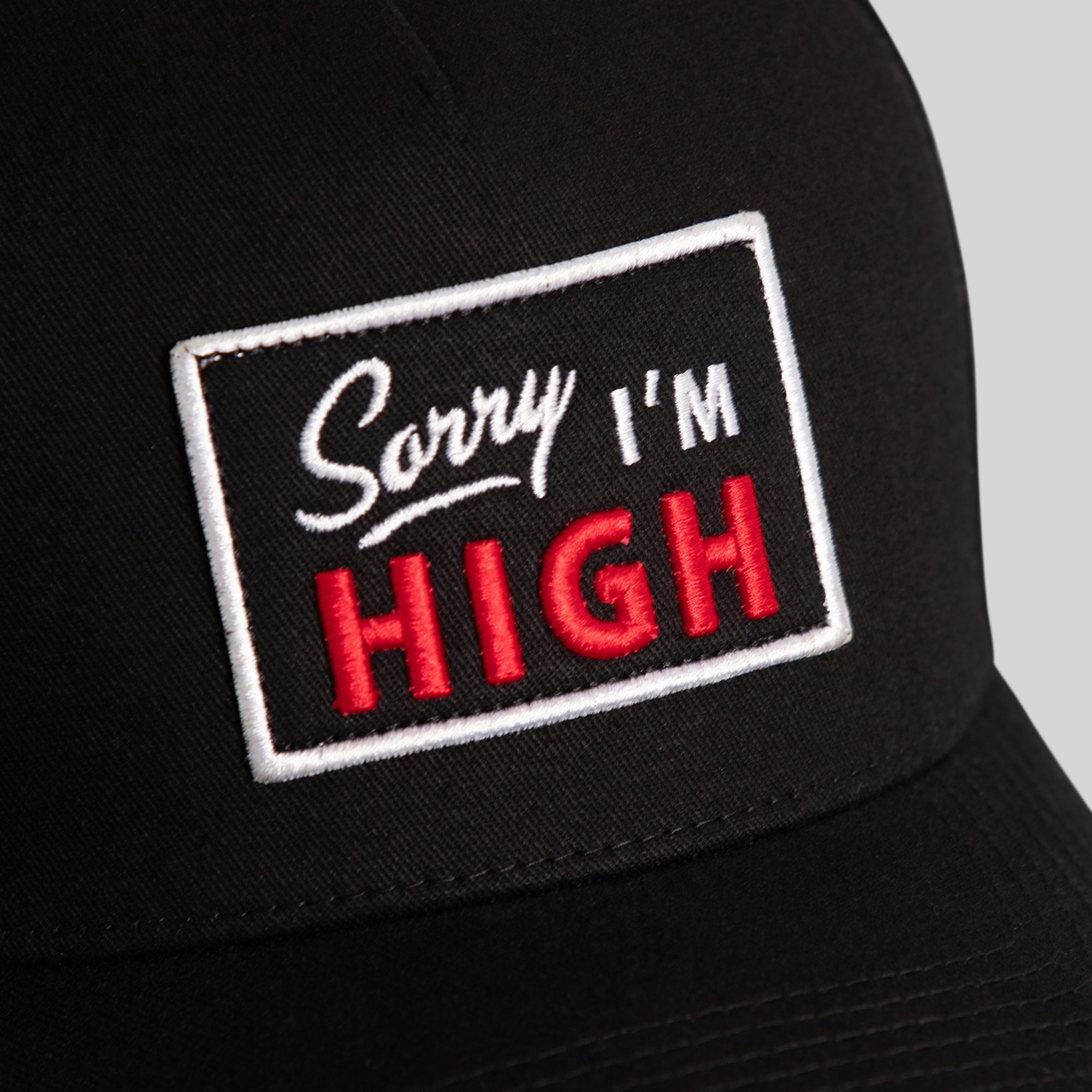 SORRY I'M HIGH BLACK TWILL TRUCKER