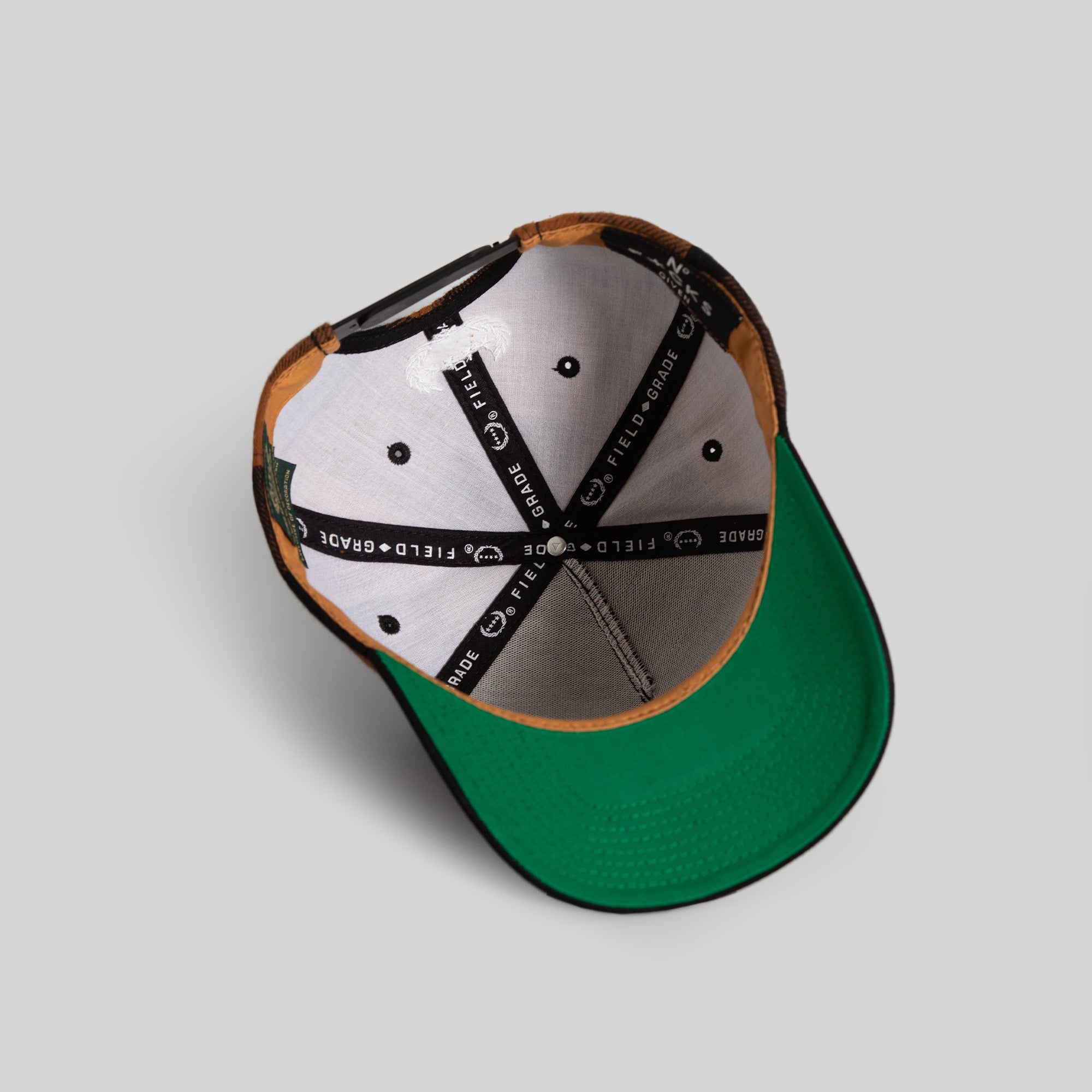 NO F*CKS GIVEN WHEAT MOCHA BUFFALO PLAID TRUCKER