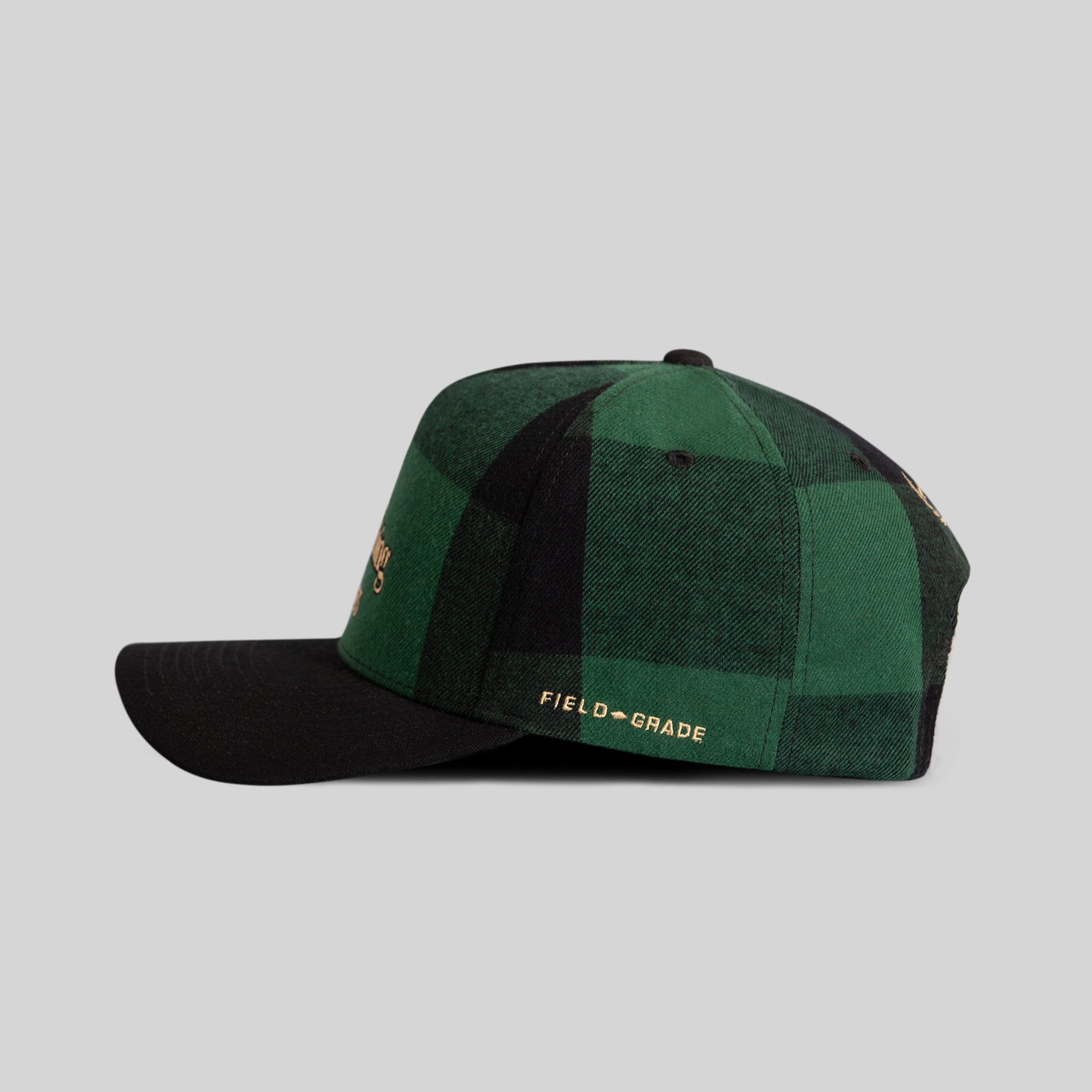HENNYTHING GOES EMERALD BLACK BUFFALO PLAID TRUCKER