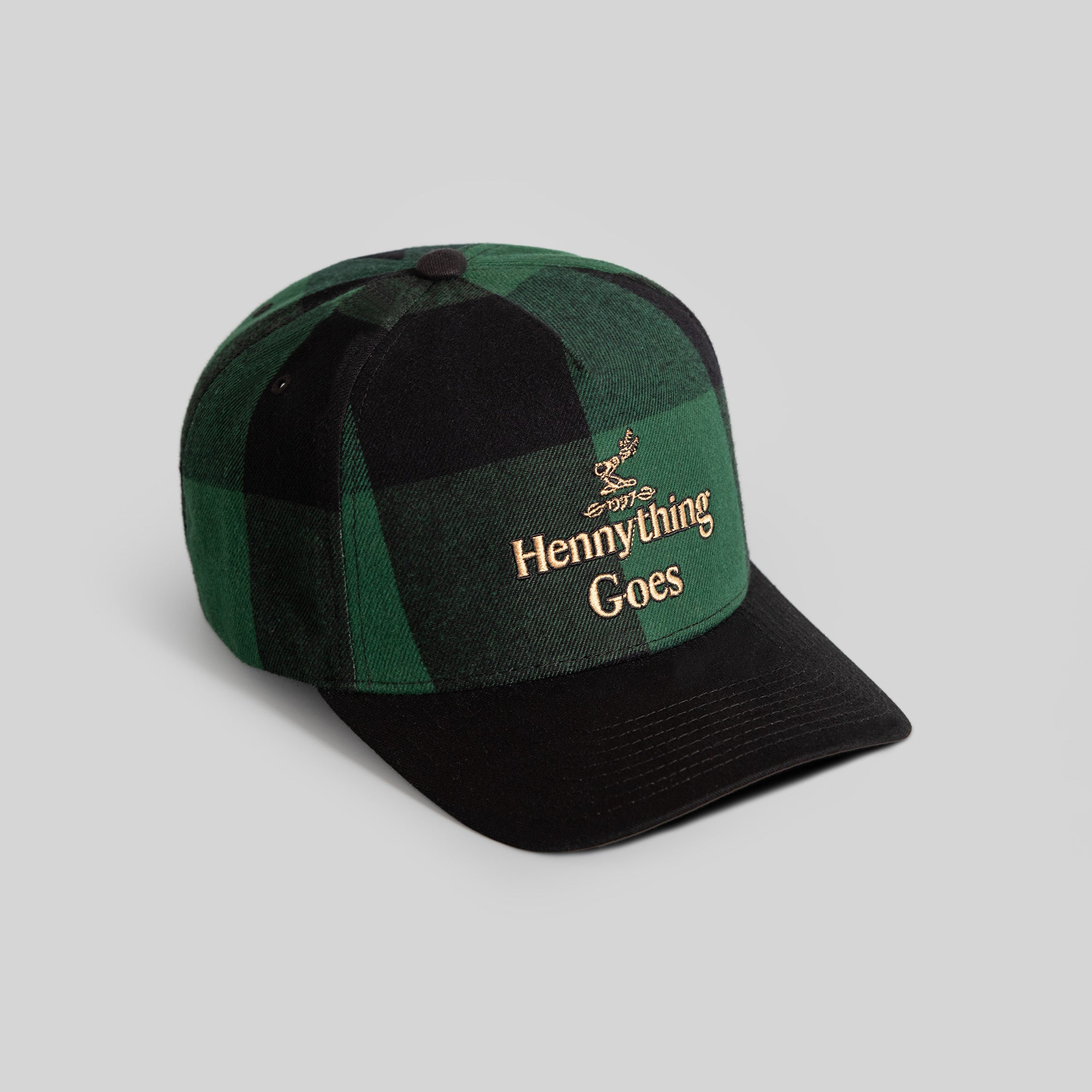 HENNYTHING GOES EMERALD BLACK BUFFALO PLAID TRUCKER