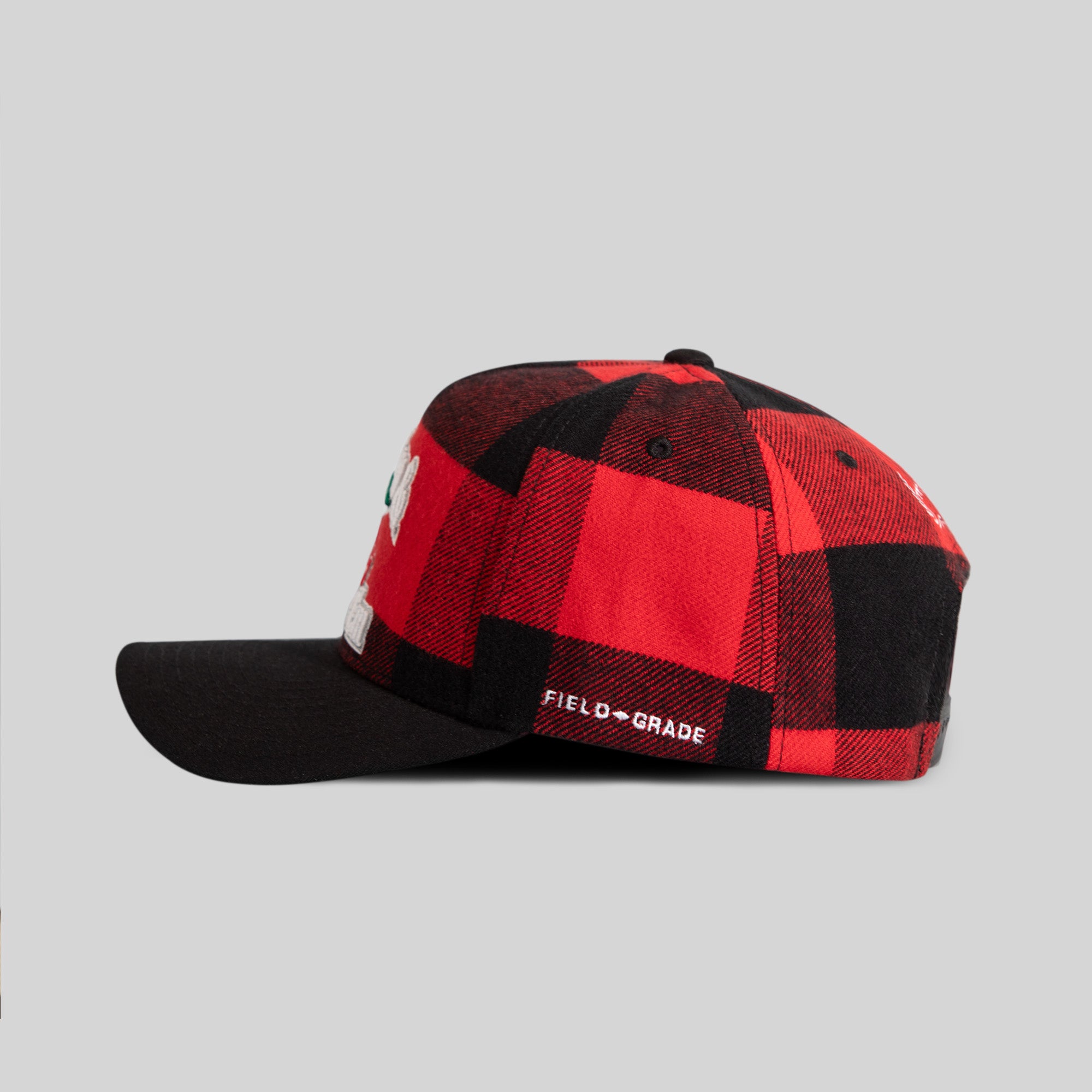 ROLL 'EM & SMOKE 'EM RED BLACK BUFFALO PLAID TRUCKER