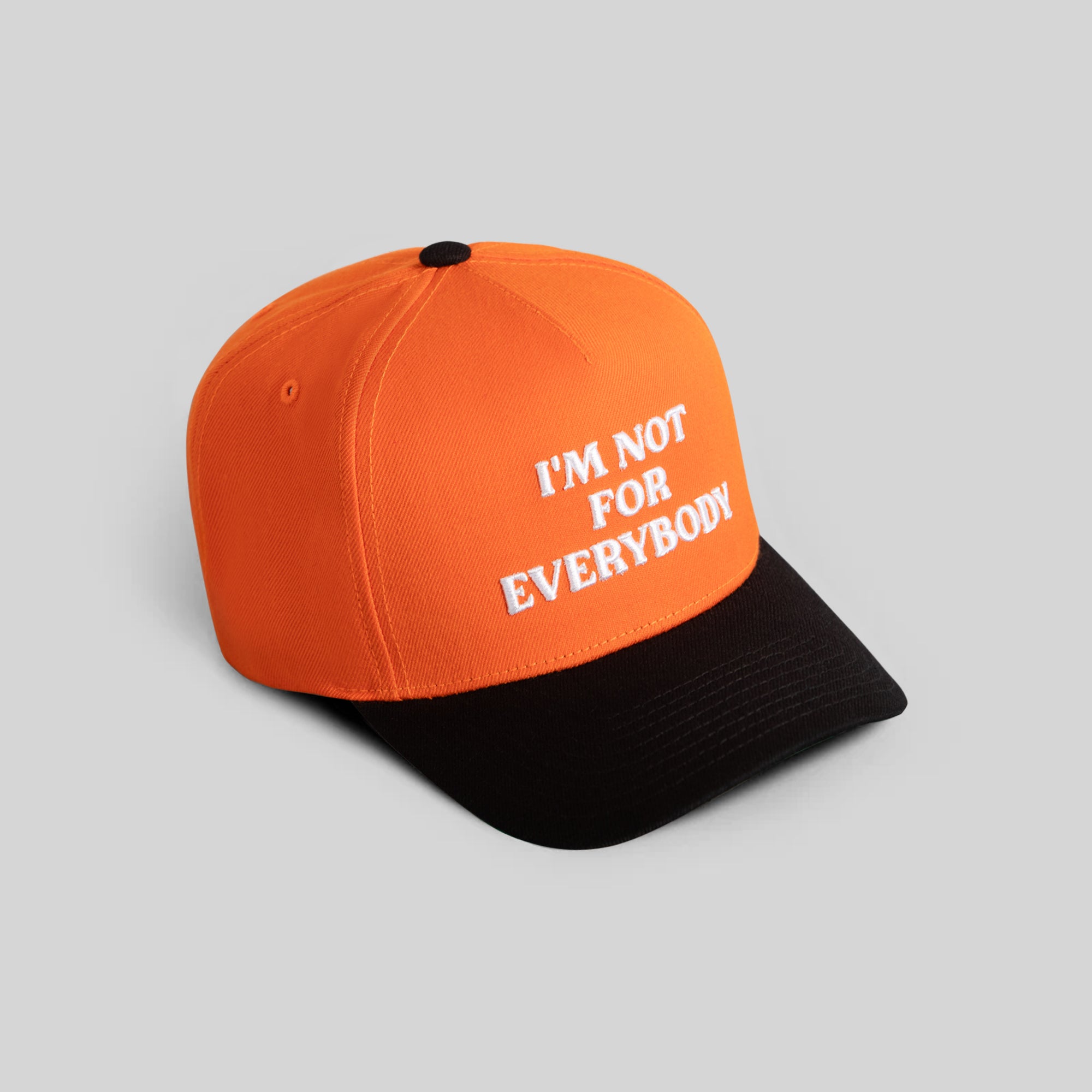 I'M NOT FOR EVERYBODY TOTAL ORANGE BLACK WOOL TRUCKER