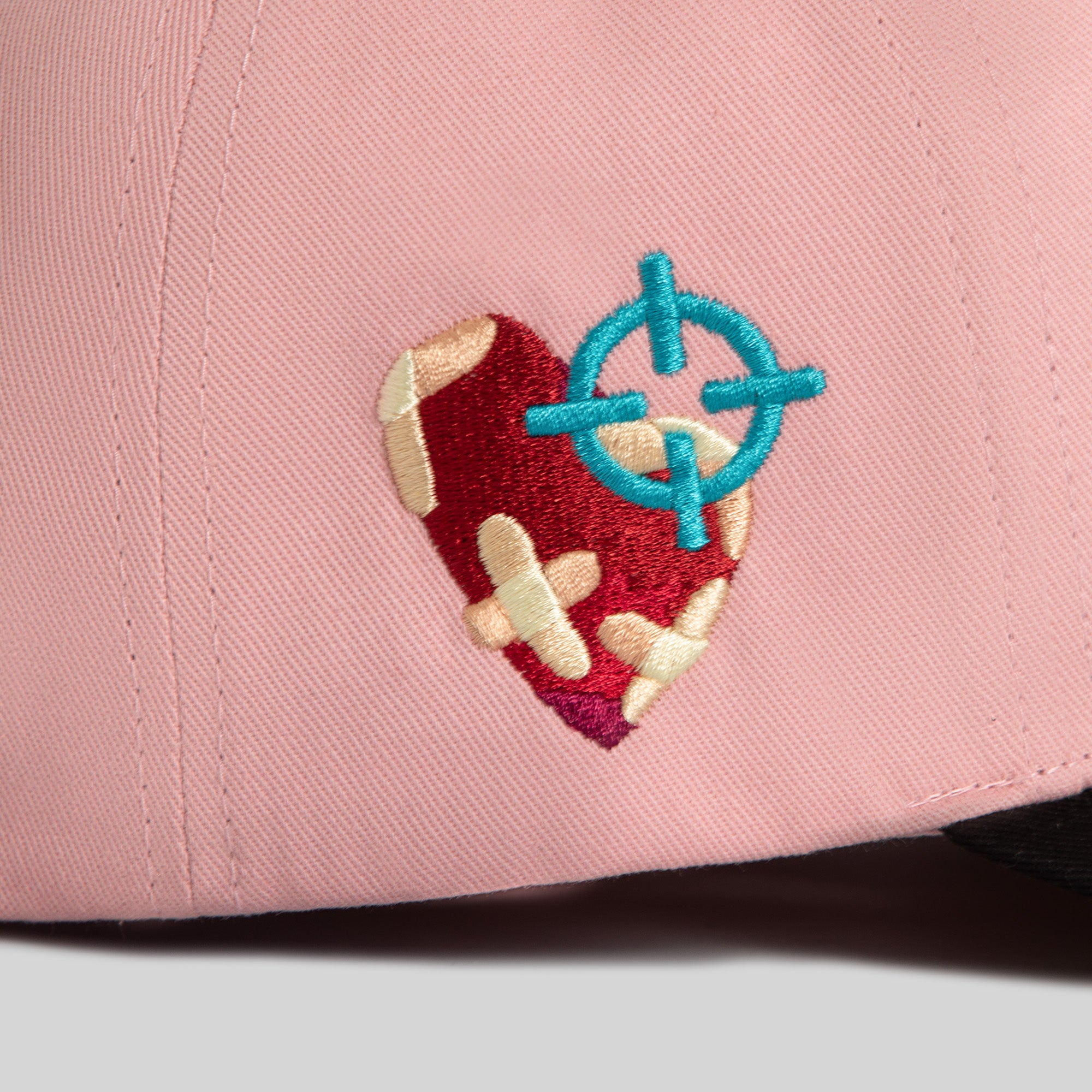 FIELD GRADE X KURVE STUDIO NY IS HEALING PINK BLACK TWILL TRUCKER