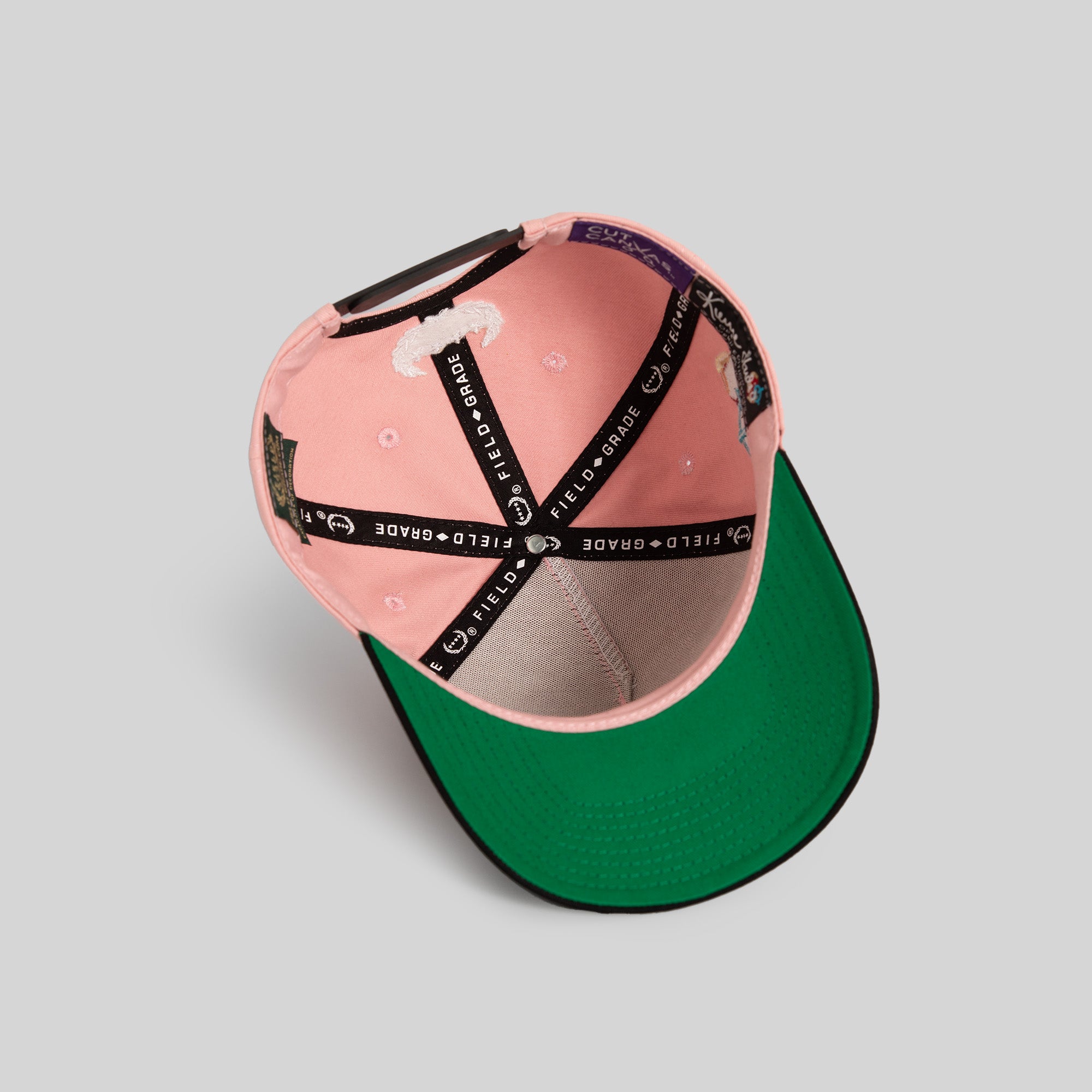 FIELD GRADE X KURVE STUDIO NY IS HEALING PINK BLACK TWILL TRUCKER