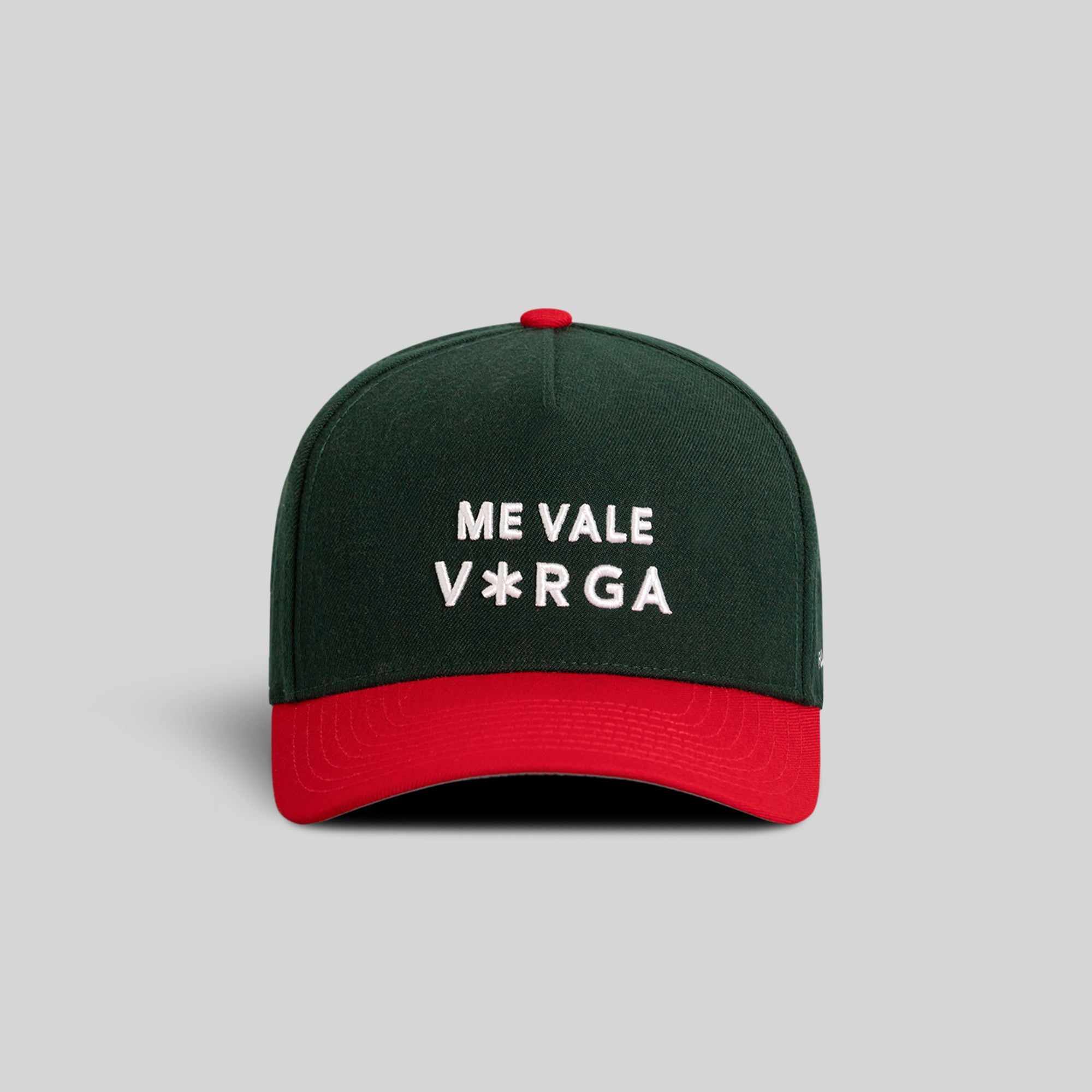 ME VALE VERGA (NO F*CKS GIVEN) FG GREEN VARSITY RED WOOL TRUCKER