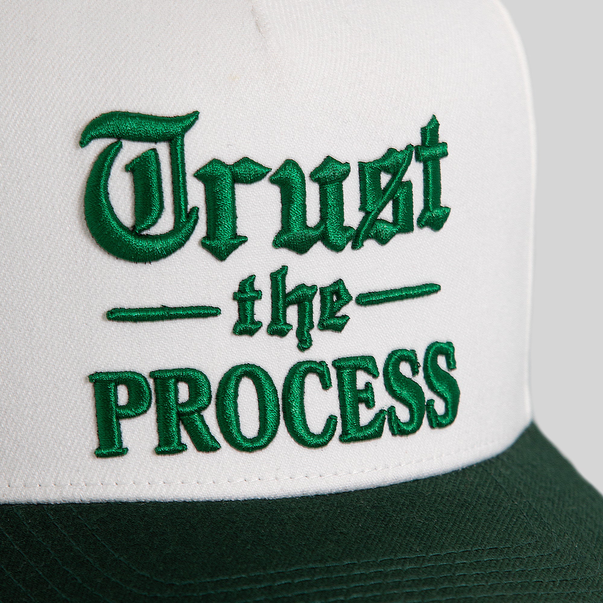 TRUST THE PROCESS OFF WHITE EMERALD WOOL TRUCKER