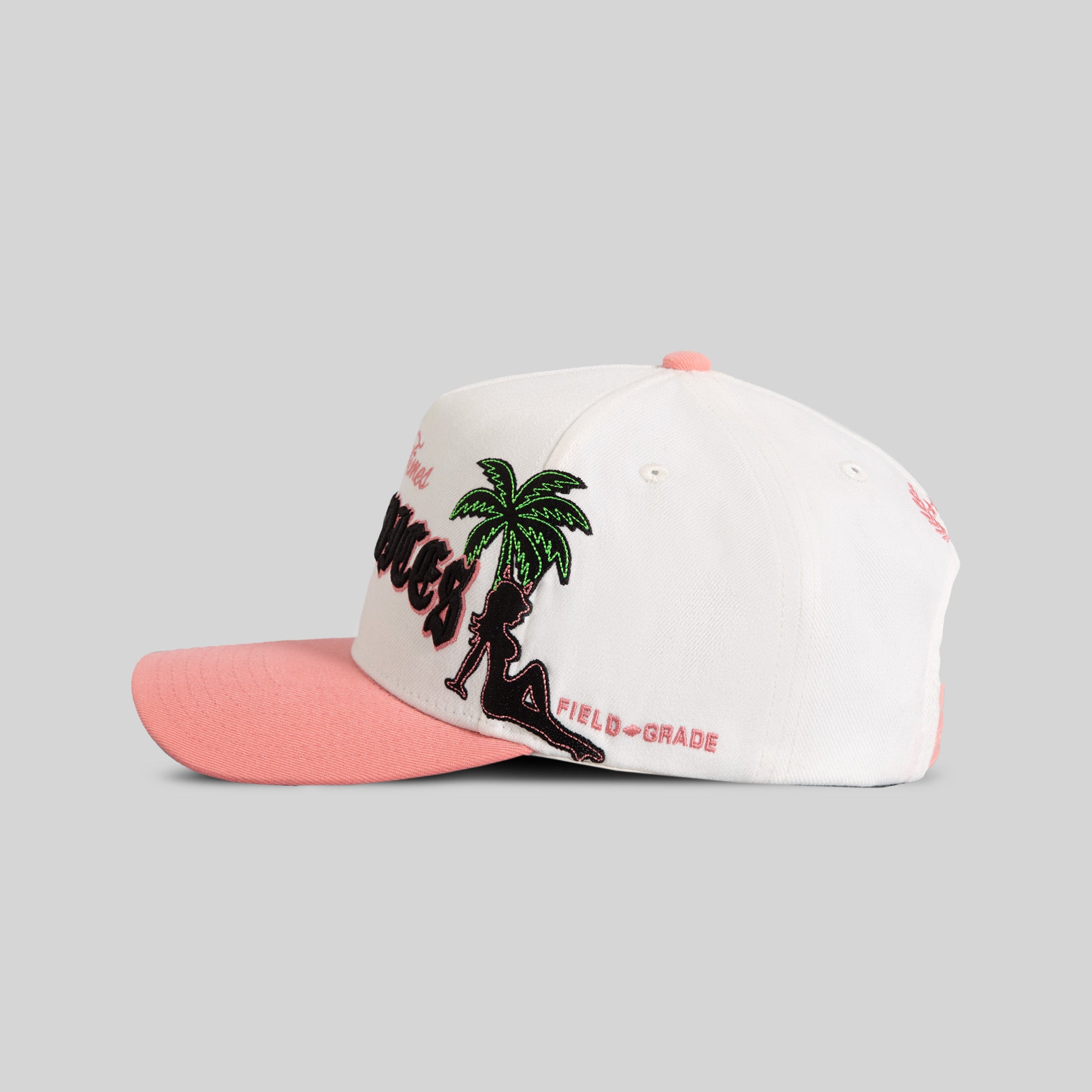GOOD TIMES OFF WHITE PASTEL PINK WOOL TRUCKER