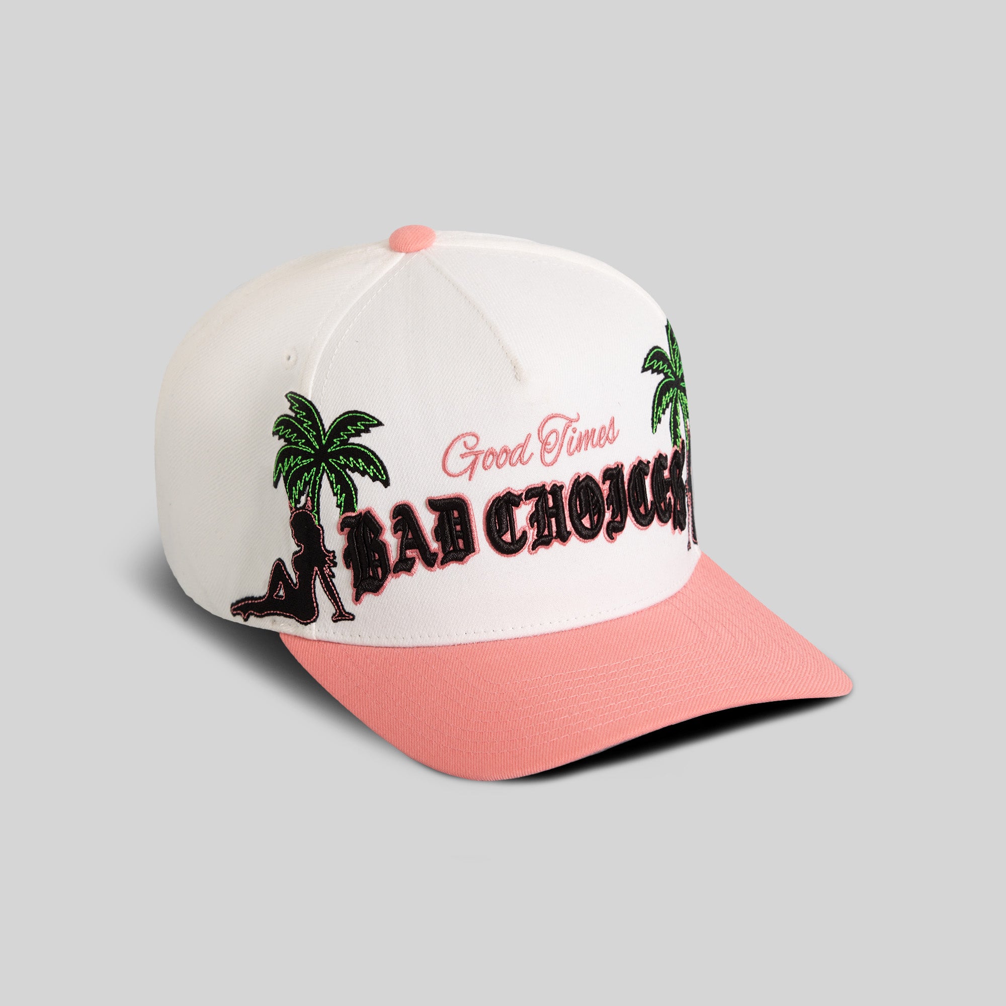 GOOD TIMES OFF WHITE PASTEL PINK WOOL TRUCKER