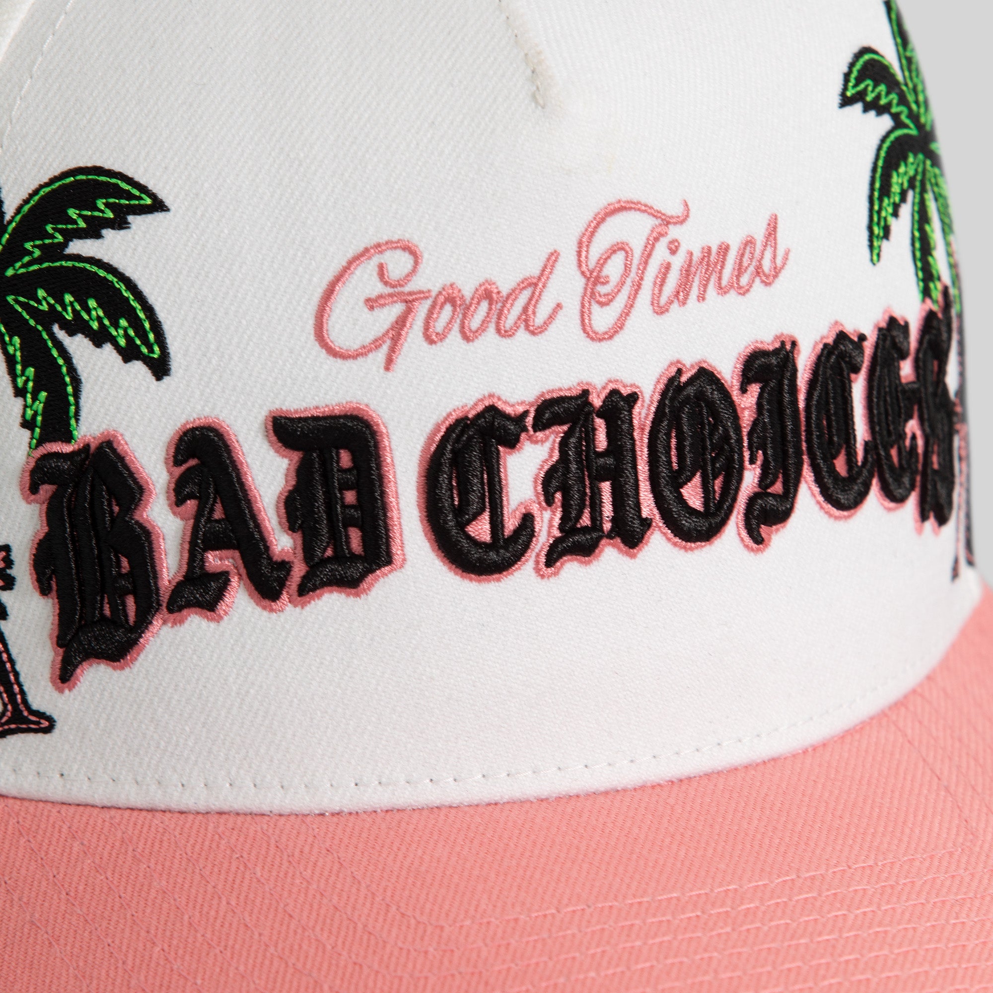 GOOD TIMES OFF WHITE PASTEL PINK WOOL TRUCKER