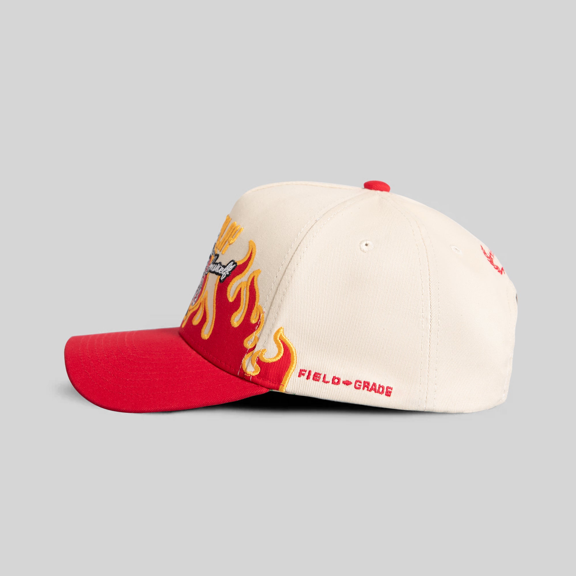 DON'T PLAY YOURSELF FLAMETOOTH SAND RED TWILL TRUCKER