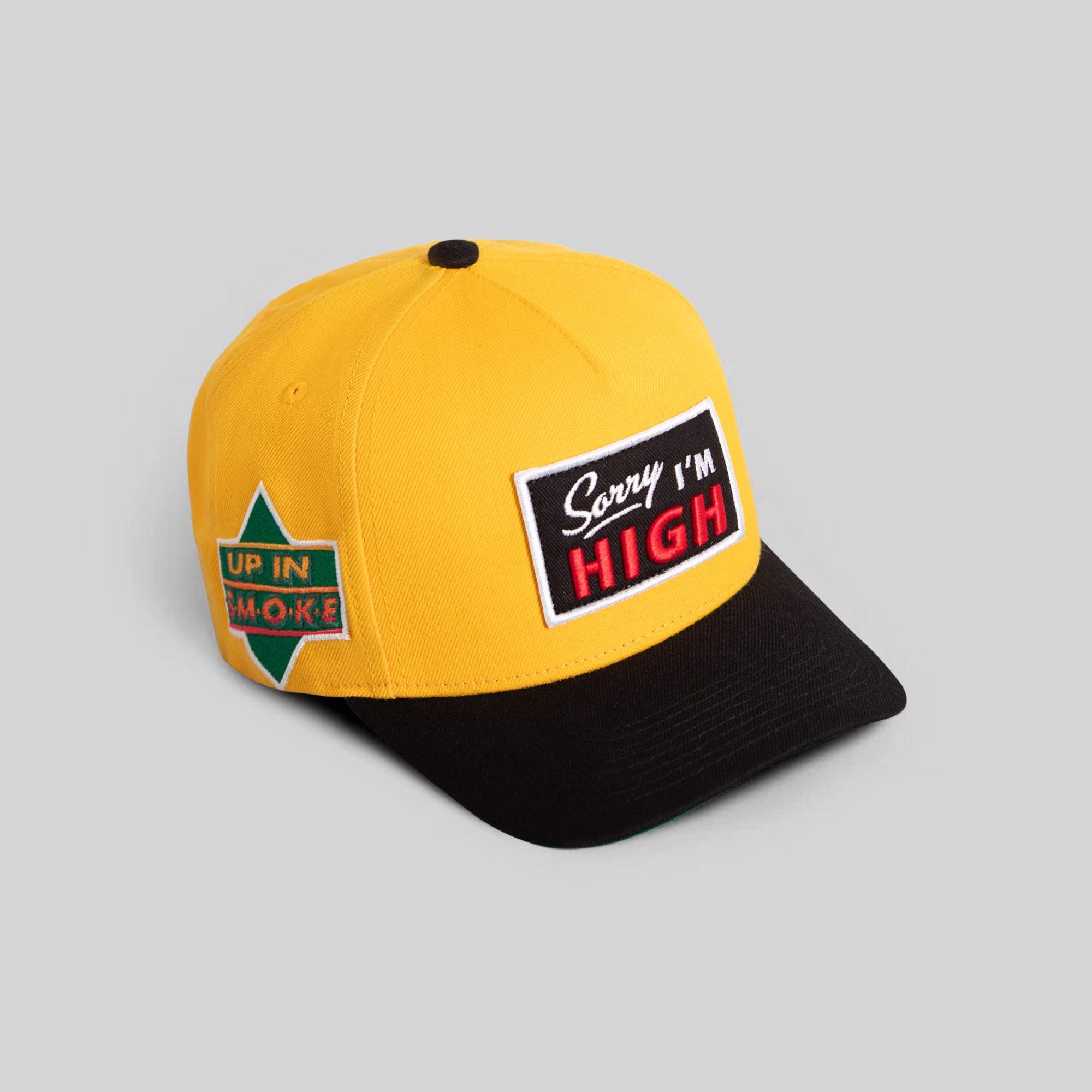 SORRY I'M HIGH ATHLETIC GOLD BLACK WOOL TRUCKER