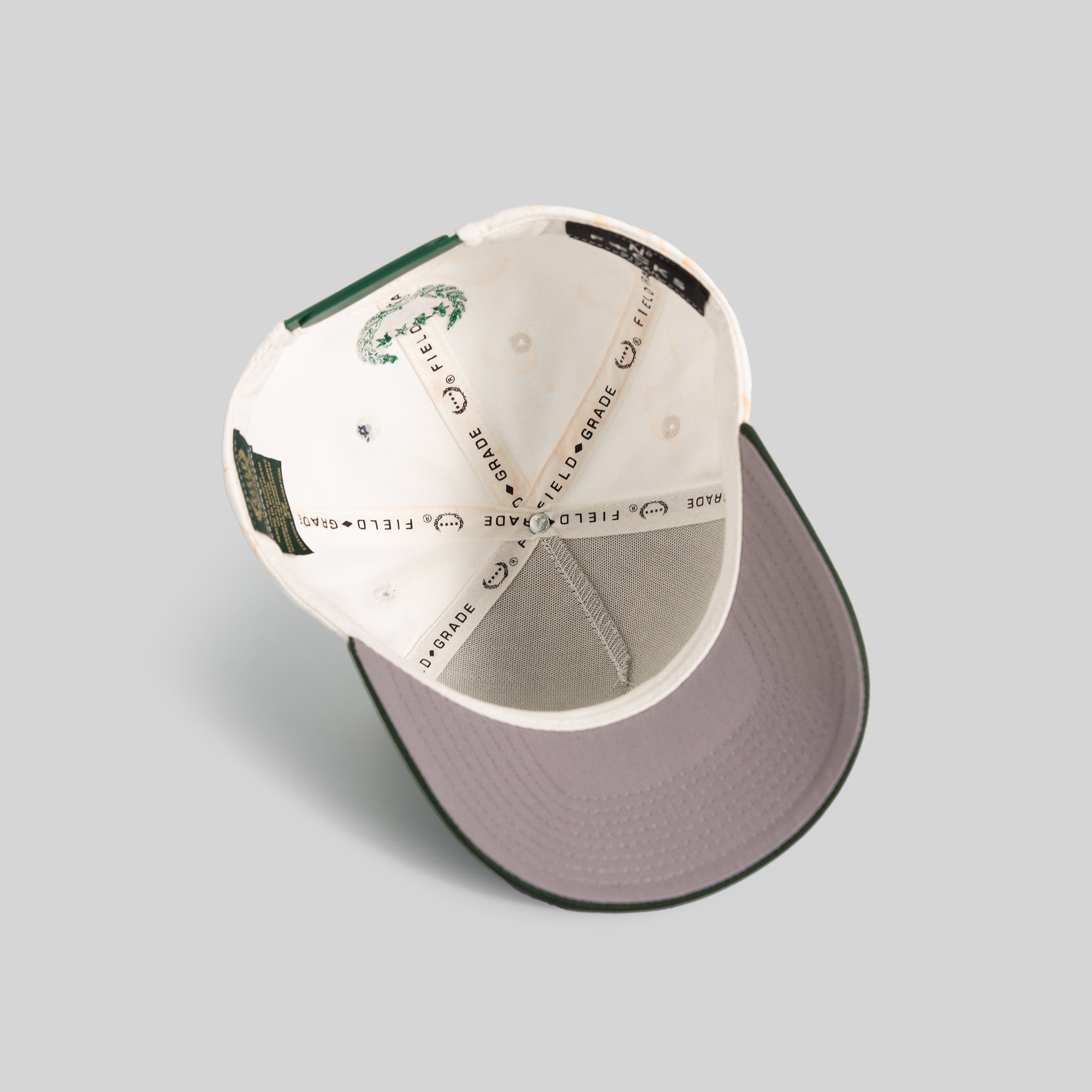 NO F*CKS GIVEN MAJESTIC HEARTS OFF WHITE EMERALD TWILL TRUCKER