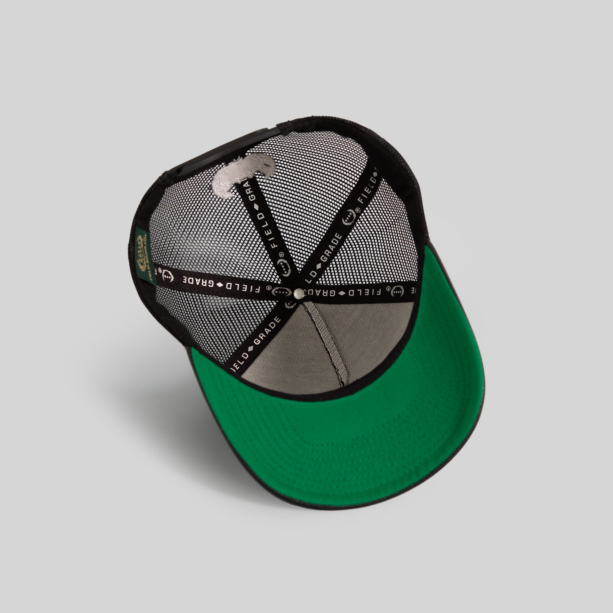 GODS FAVORITE BLACK TWILL CAVIAR LEATHER MESH TRUCKER
