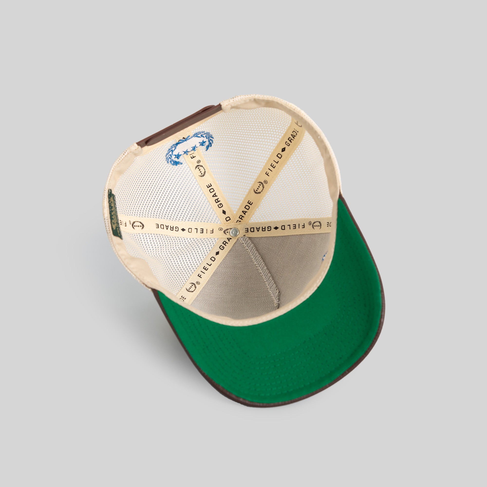 GODS FAVORITE SAND MOCHA TWILL CAVIAR LEATHER MESH TRUCKER