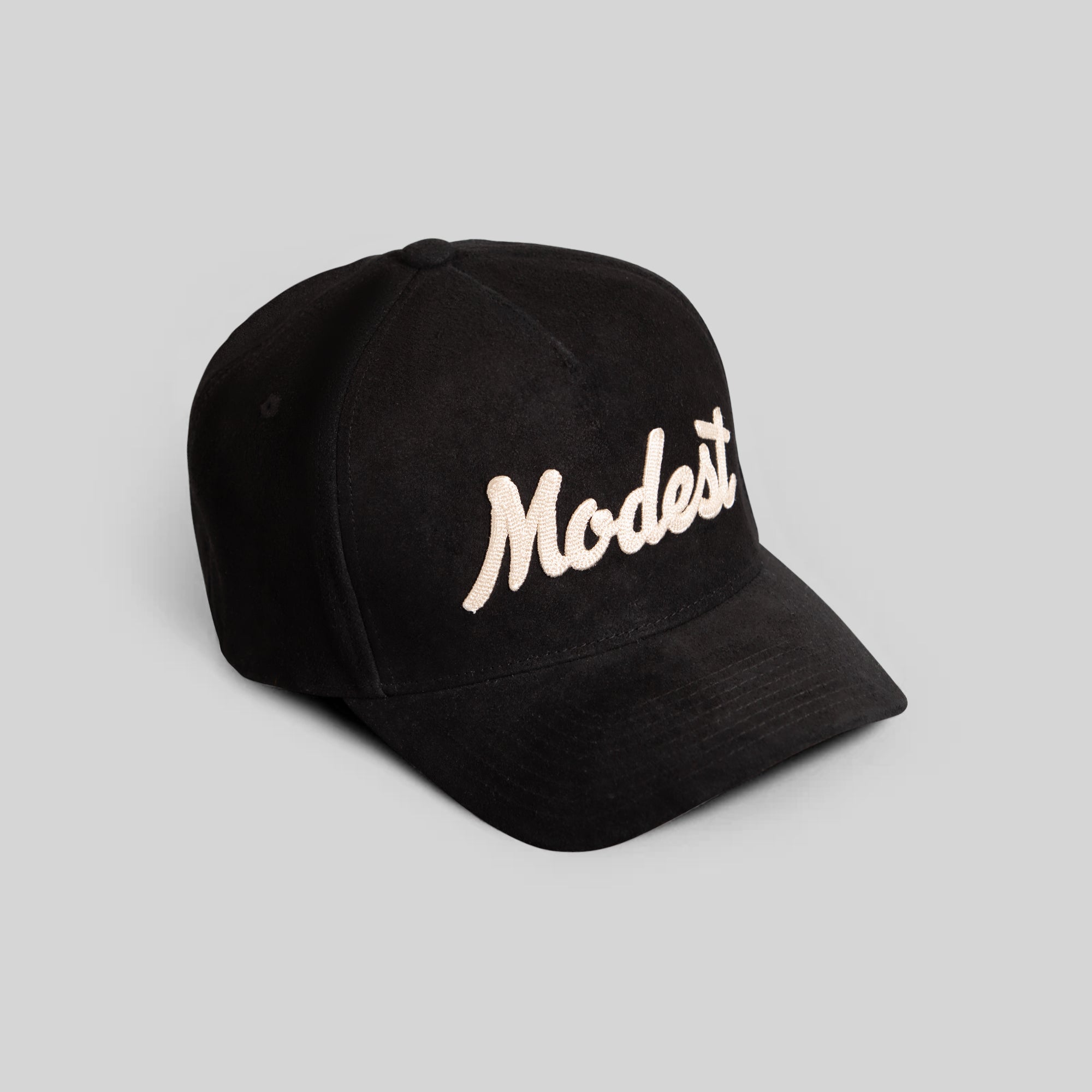 MODEST SCRIPT BLACK SUEDE TRUCKER