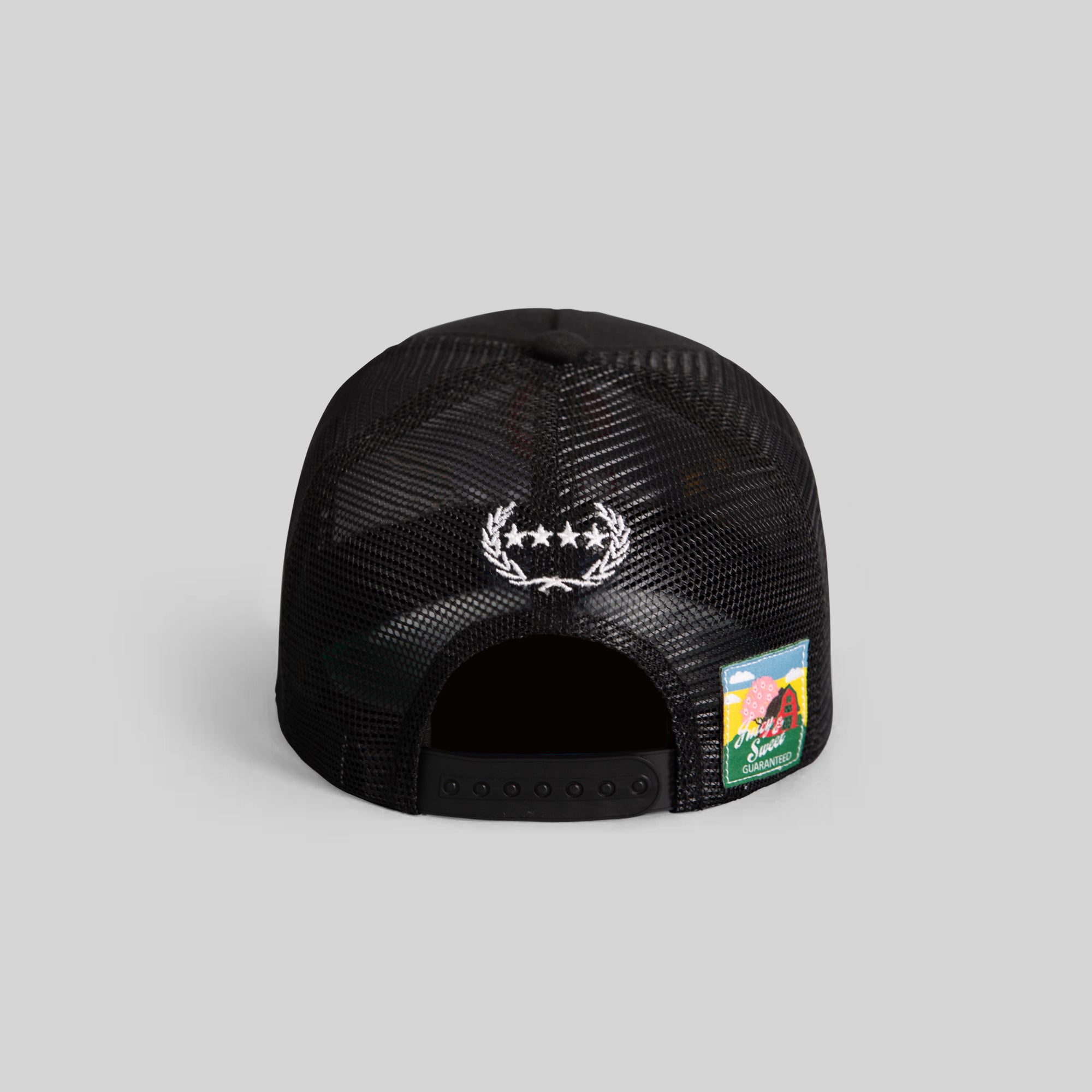 CHERRY BOMB BLACK TWILL MESH TRUCKER