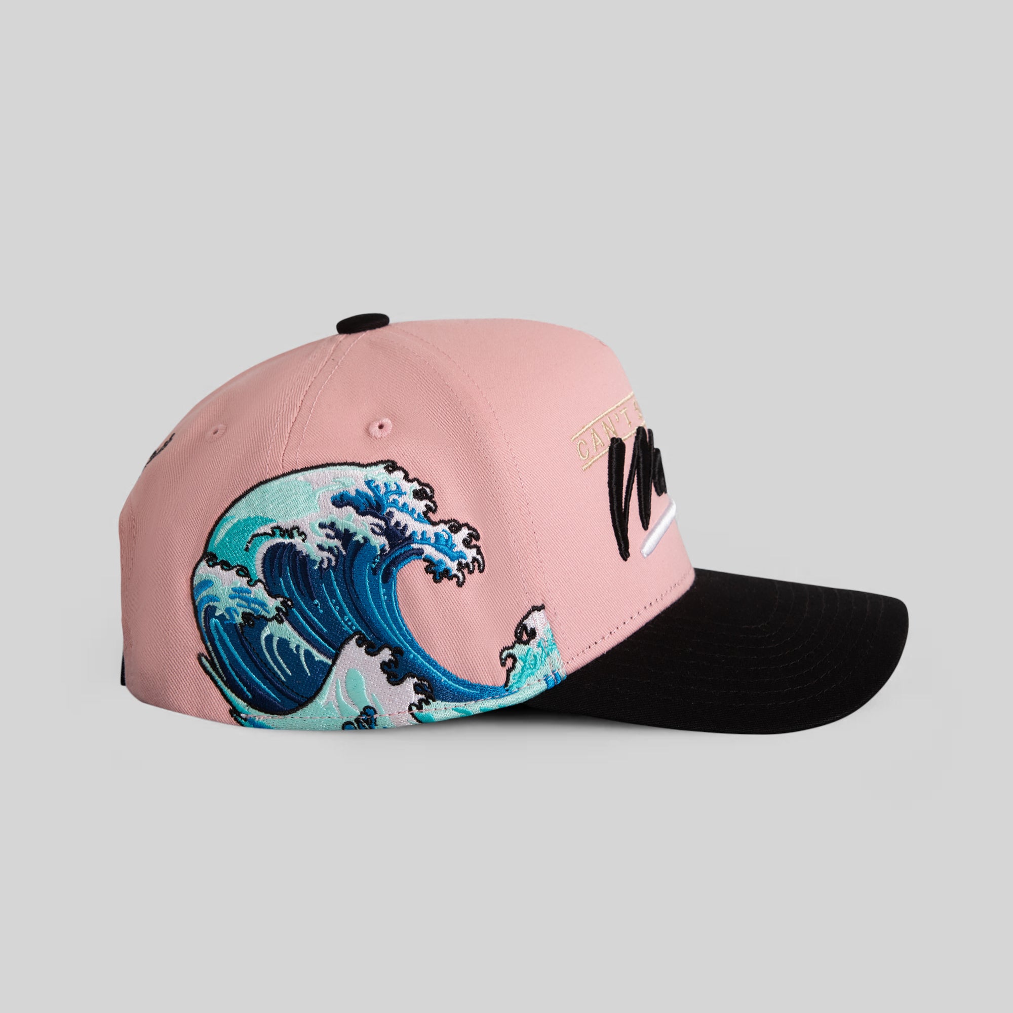 CANT STOP THE WAVE PINK BLACK TWILL TRUCKER
